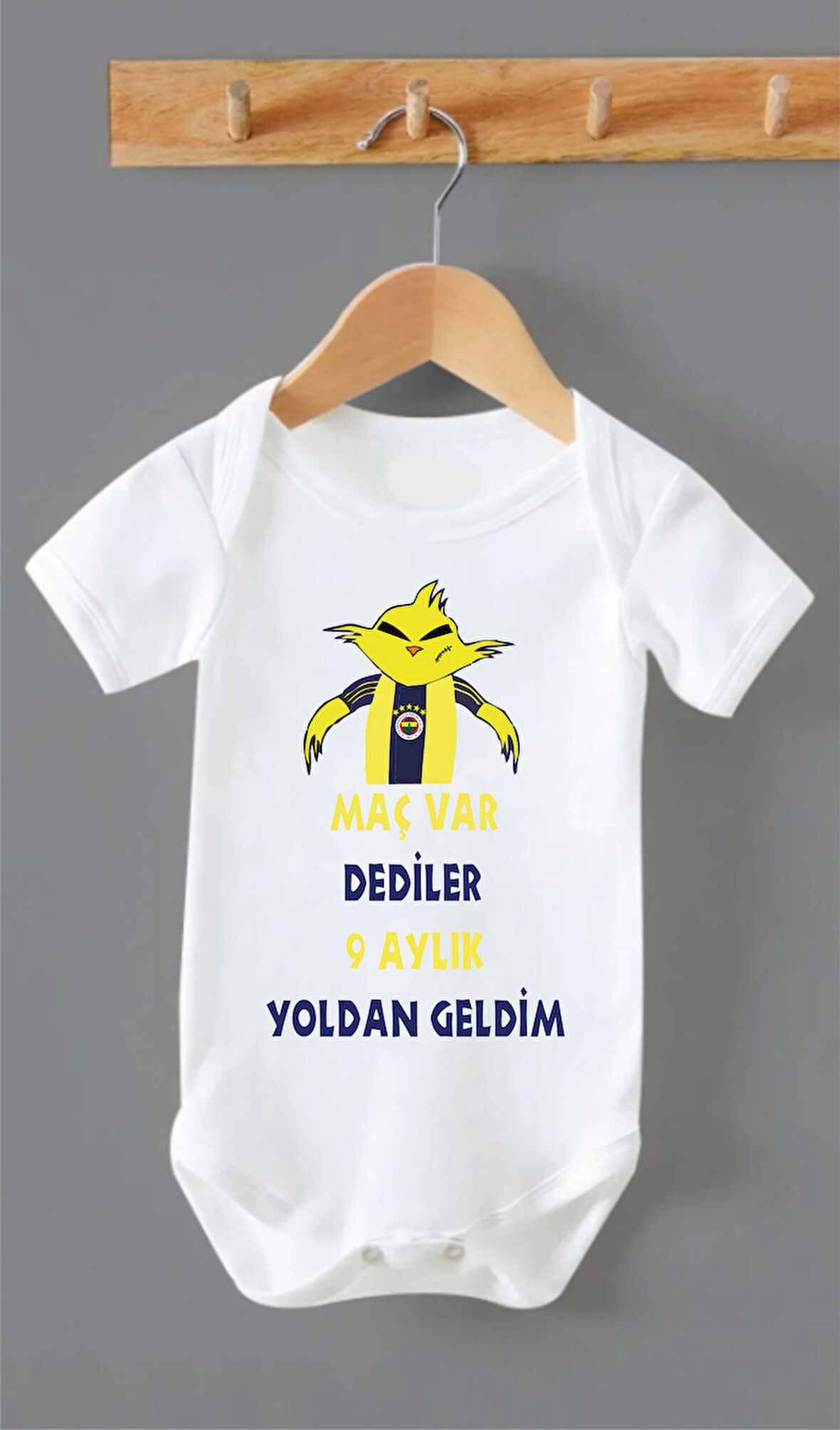 ORGANİK %100 PAMUKLU 9 AYLIK YOLDAN GELDİM FB BASKILI Bebek Body Çıtçıtlı Badi002