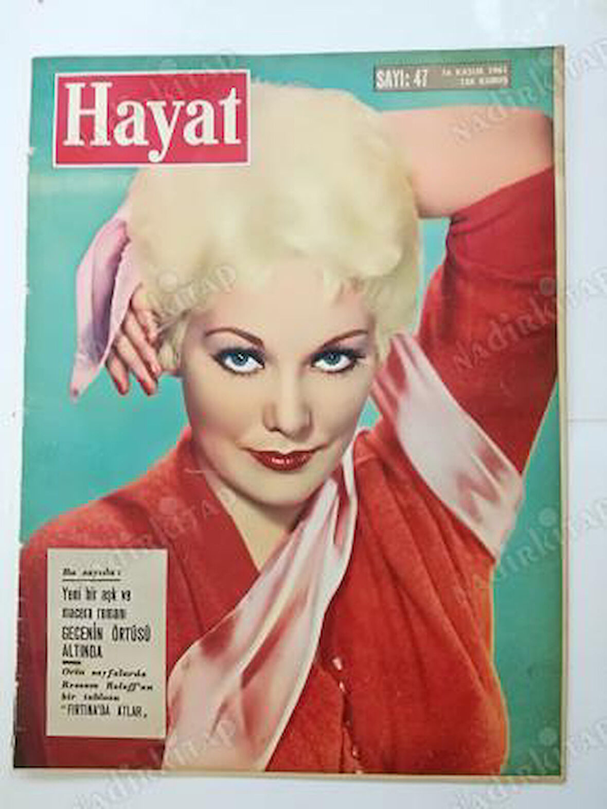 HAYAT DERGİSİ 16 KASIM 1961 -KAPAK RESMİ:KIM NOVAK ORTASINDA ROLOFF UN FIRTINADA ATLAR RESİM/POSTERİYLE