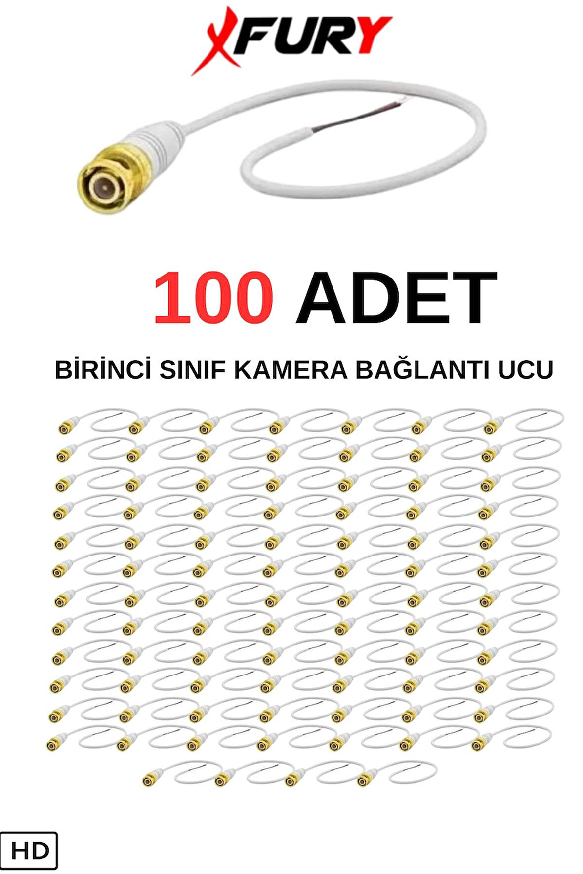 FURY 100 Adet A Kalite Kablolu Hazır BNC Kablolu Konnektör