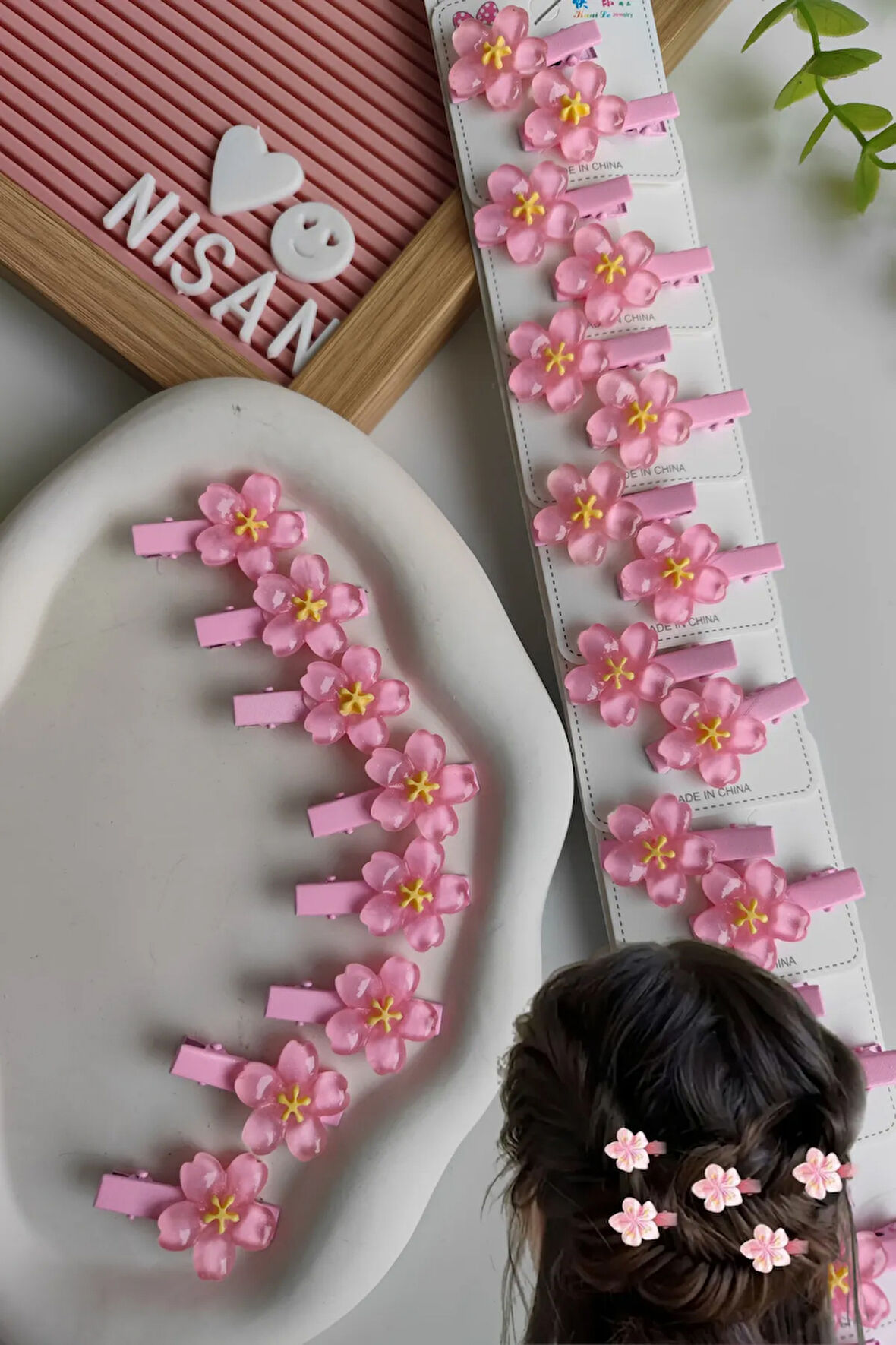Sakura Kiraz Çiçeği Pens Toka 2 Çift 4 Adet