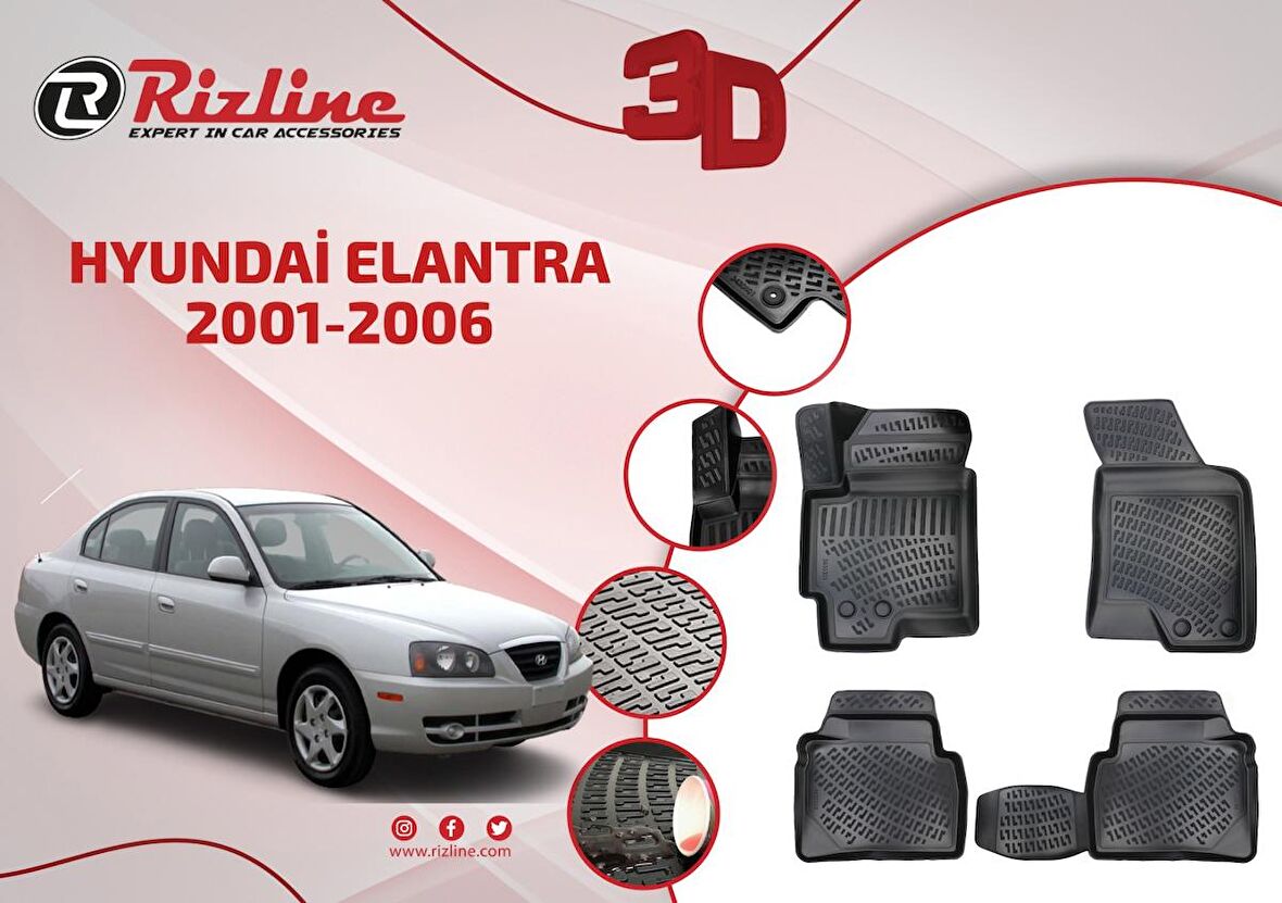 Rizline Hyundai Elantra 01-06 3D Oto Paspas