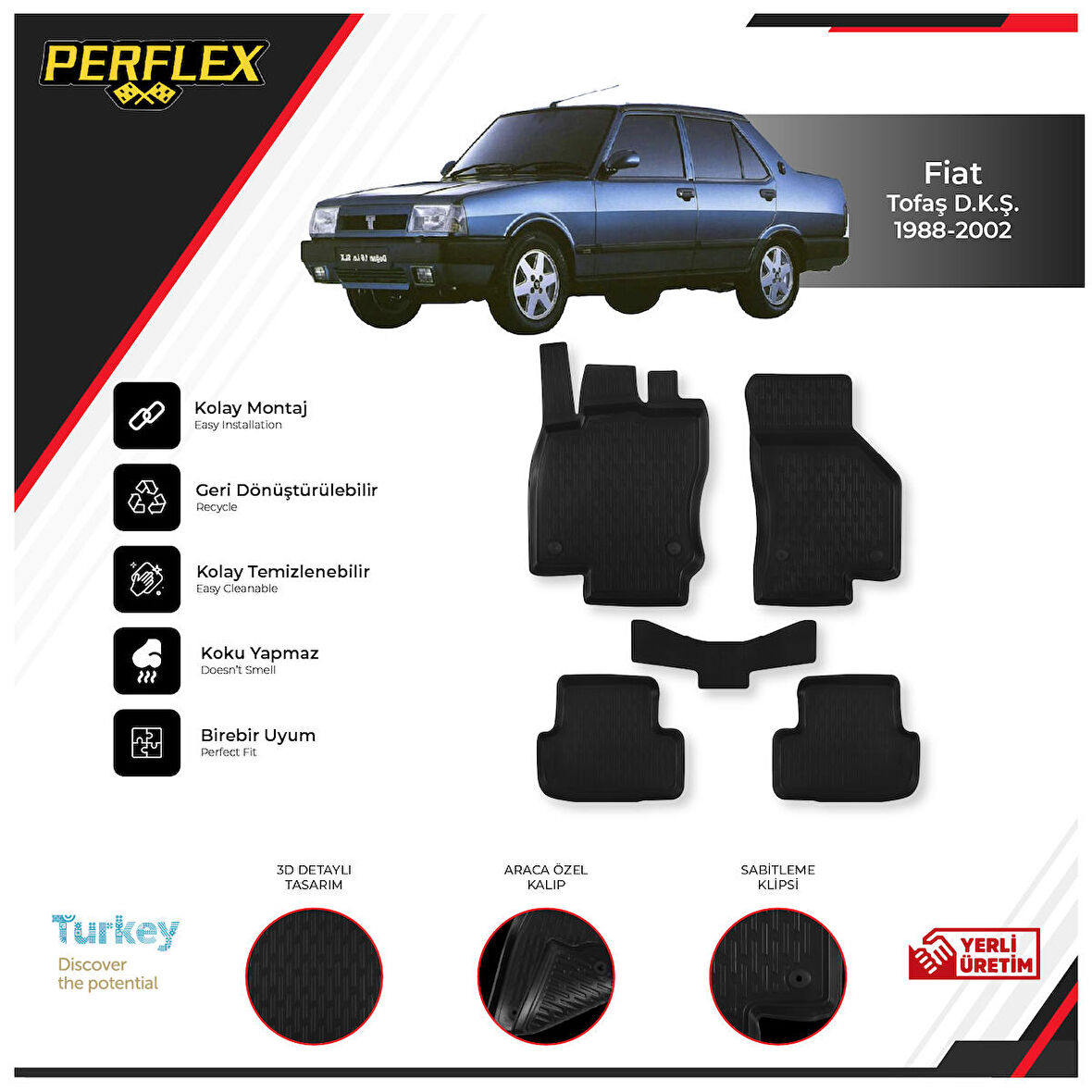 Fıat Tofaş D.K.Ş. 1978-2002 3D Havuzlu Paspas