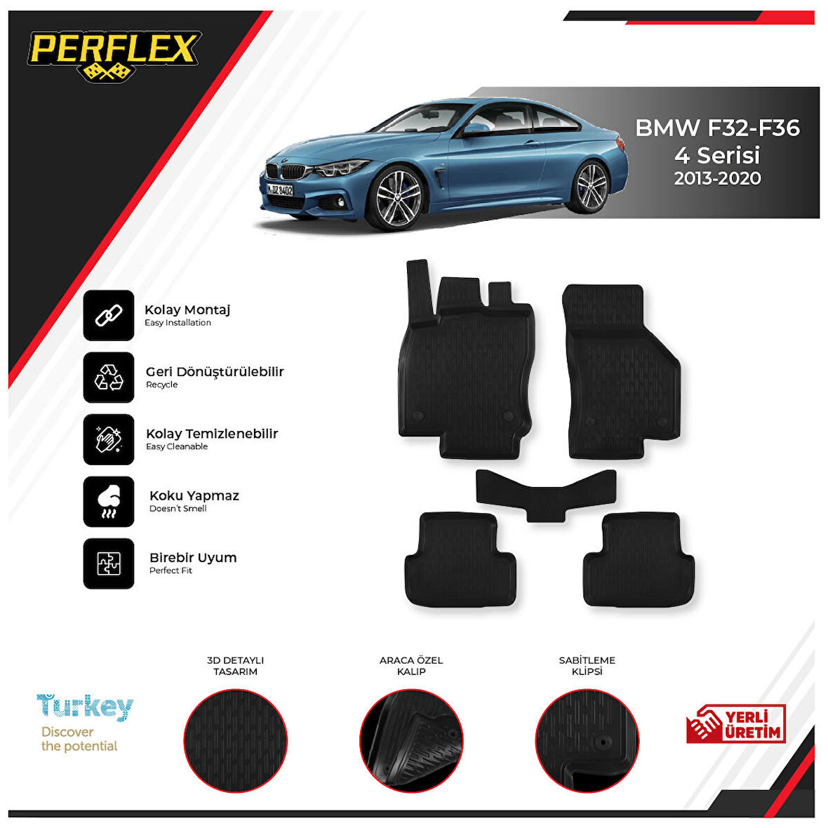 Bmw F32 - F36 4 Serisi 2013-2020 3D Havuzlu Paspas