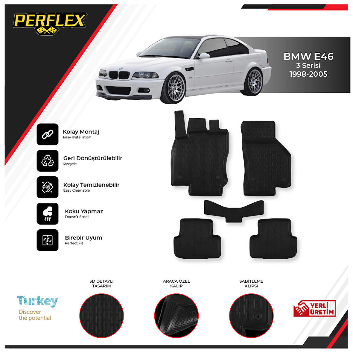 Bmw E46 3 Serisi 1998-2005 3D Havuzlu Paspas