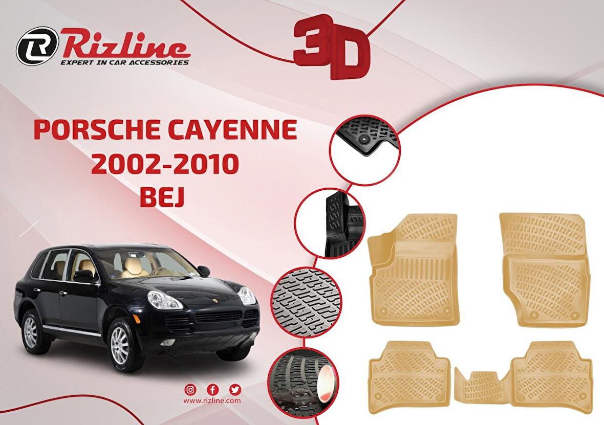 Rizline Porsche Cayenne 2002-2010 Bej 3D Paspas