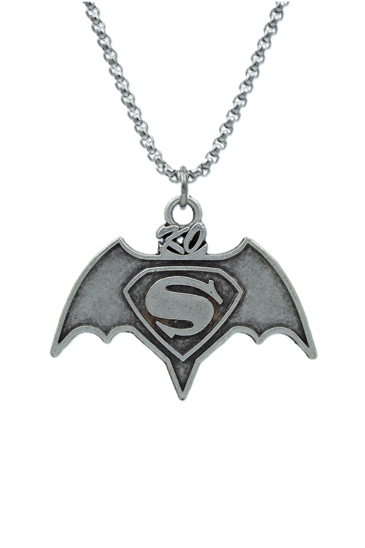 Batman Süperman Örme Zincir Kolye - Gümüş Kaplama - Erkek Kadın Kolye - No:1374