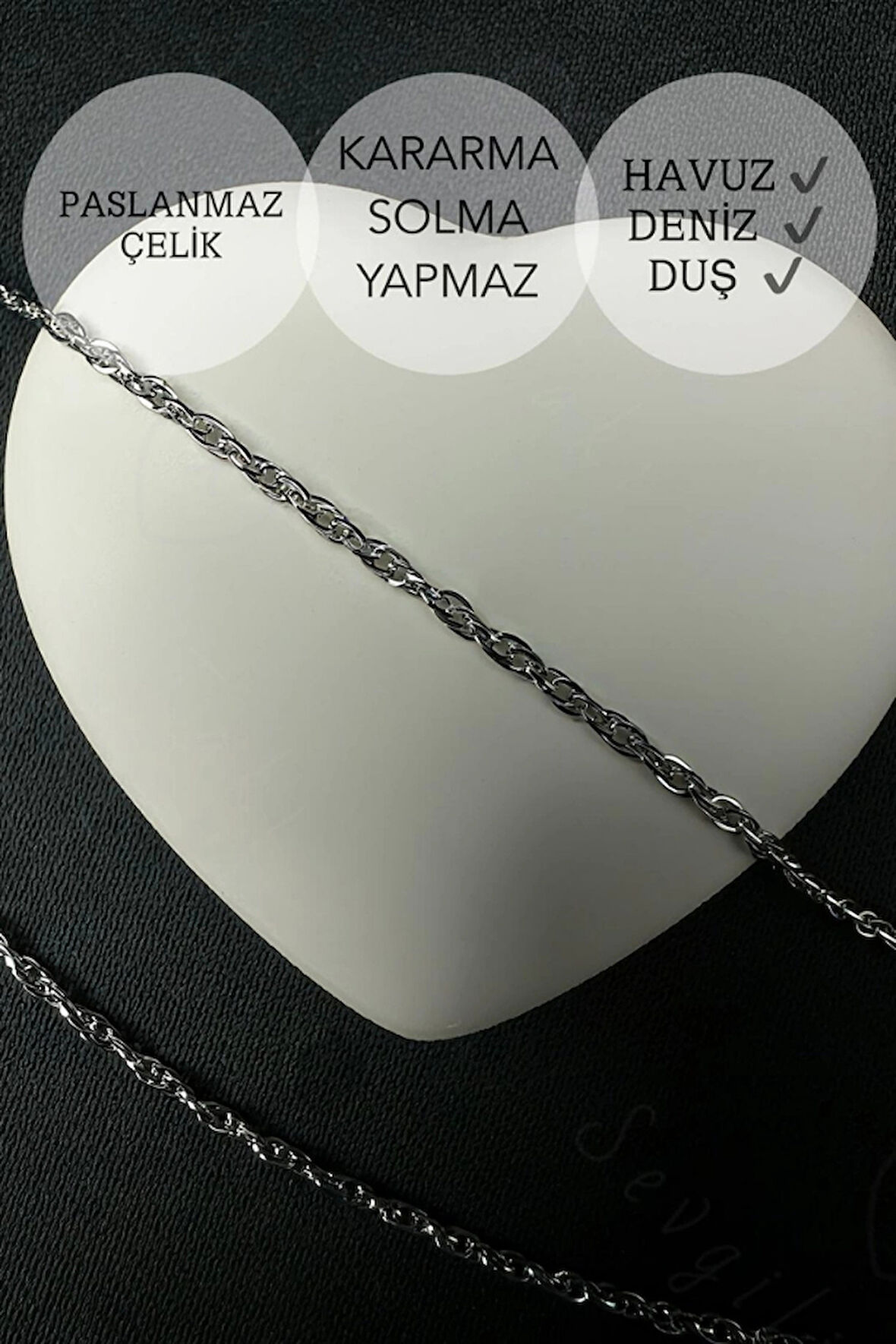 İki Zincirli Çelik Zincir Halhal | Vera Serisi