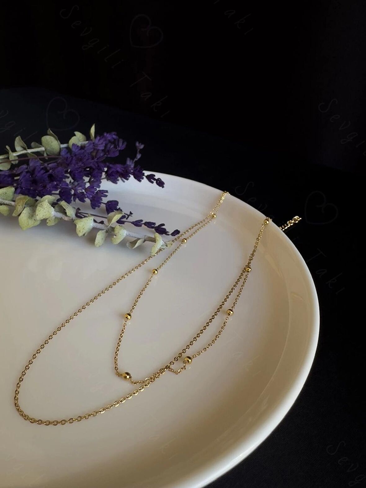 İkili Gold Zincir Choker Çelik Kolye -Vega Serisi