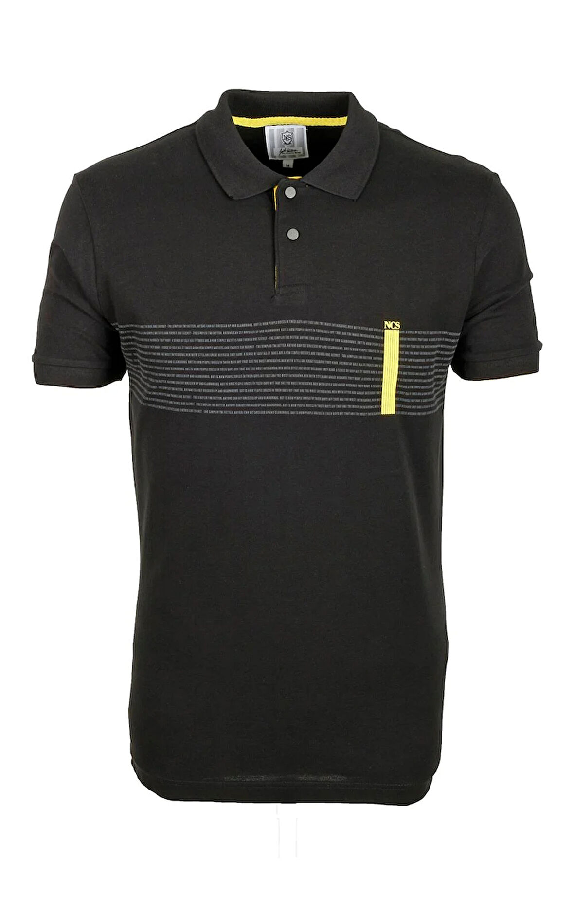 Erkek Polo Yaka Tişört Baskılı Siyah %100 Pamuk Slim Fit T-shirt NCS JEANS 1124
