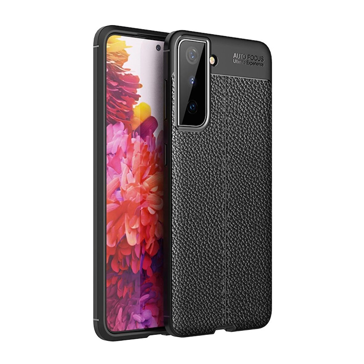 Gpack Samsung Galaxy S21 Plus 5G Kılıf Niss Deri Görünümlü SilikonFull Ekran