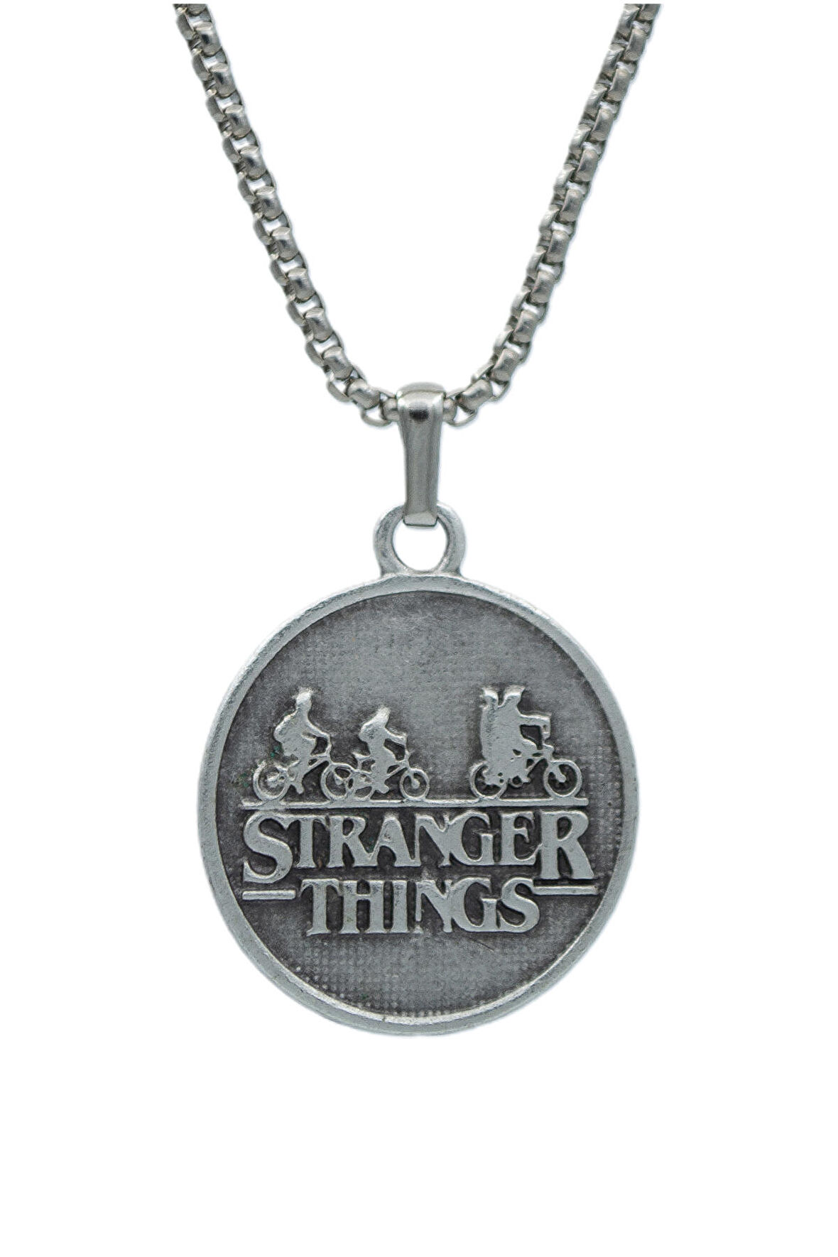 Stranger Things  Örme Zincir Kolye - Gümüş Kaplama - Erkek Kadın Kolye - No:1375