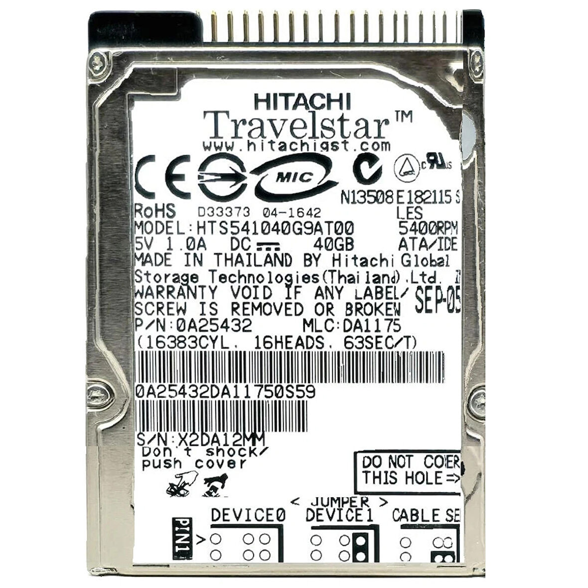 HİTACHİ Travelstar 40GB 5400rpm PATA (IDE) Harddisk HTS541040G9AT00 39T2521