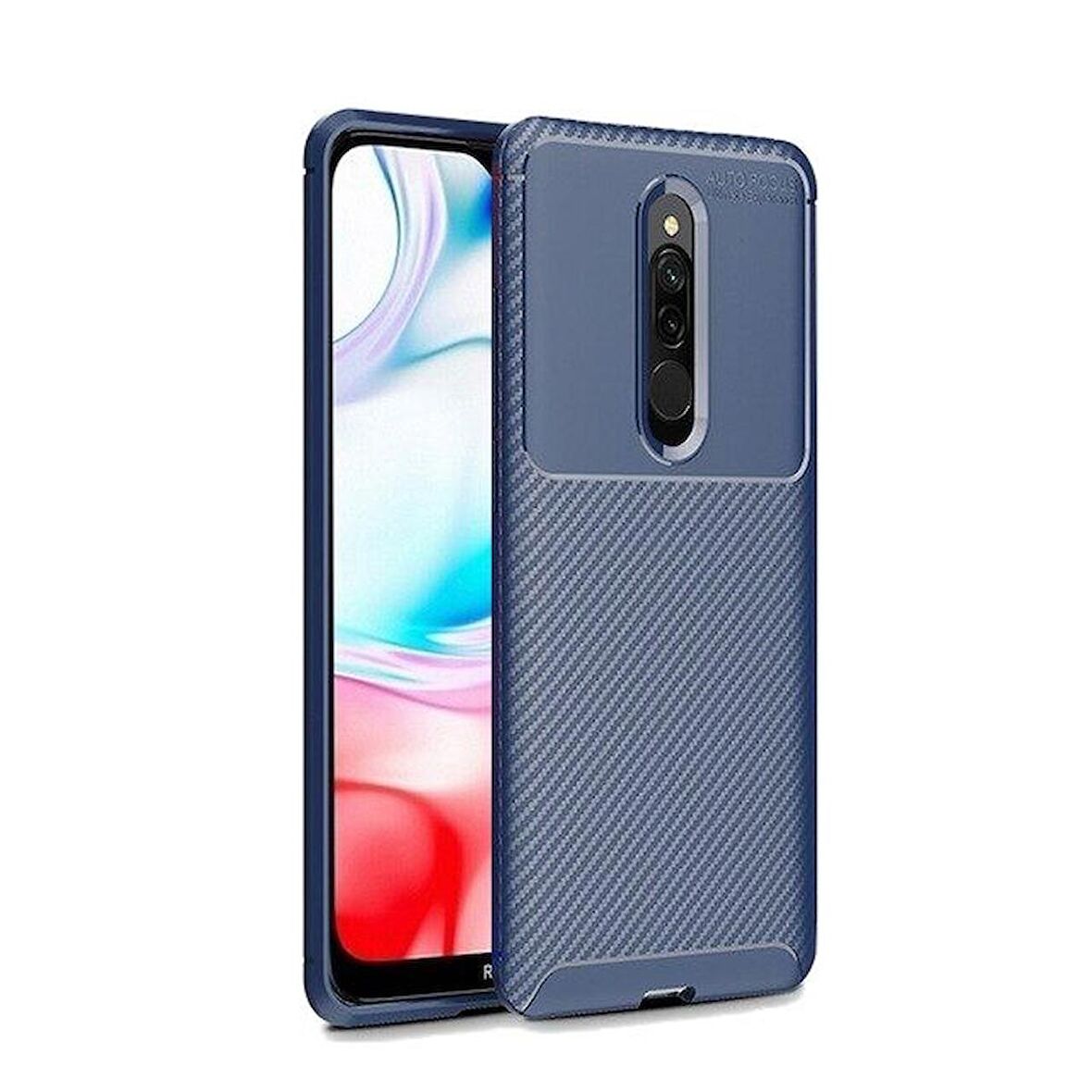 Smcase Xiaomi Redmi 8 Kılıf Negro Karbon Desenli Silikon  Nano Ekran Koruyucu