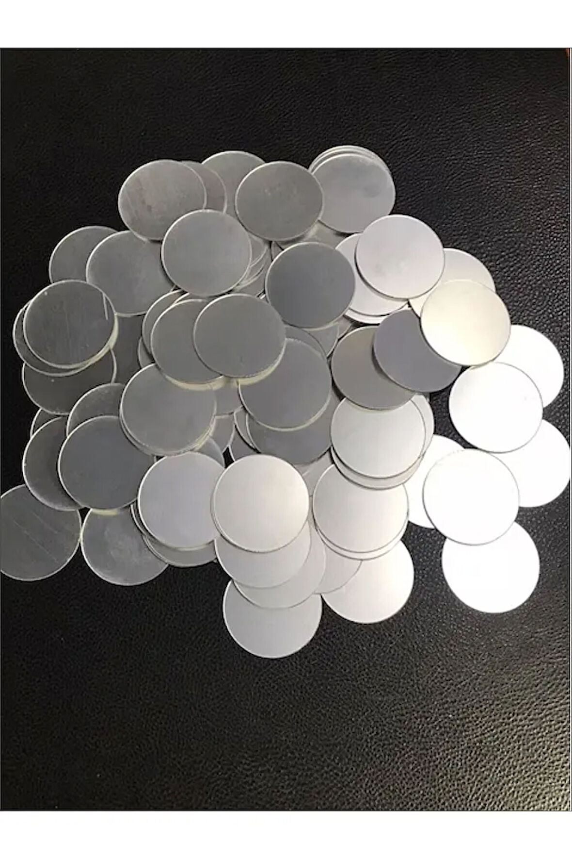 Dekor Süs Yuvarlak Ayna Gümüş 100x Adet Pleksi Dekoratif 3*3cm