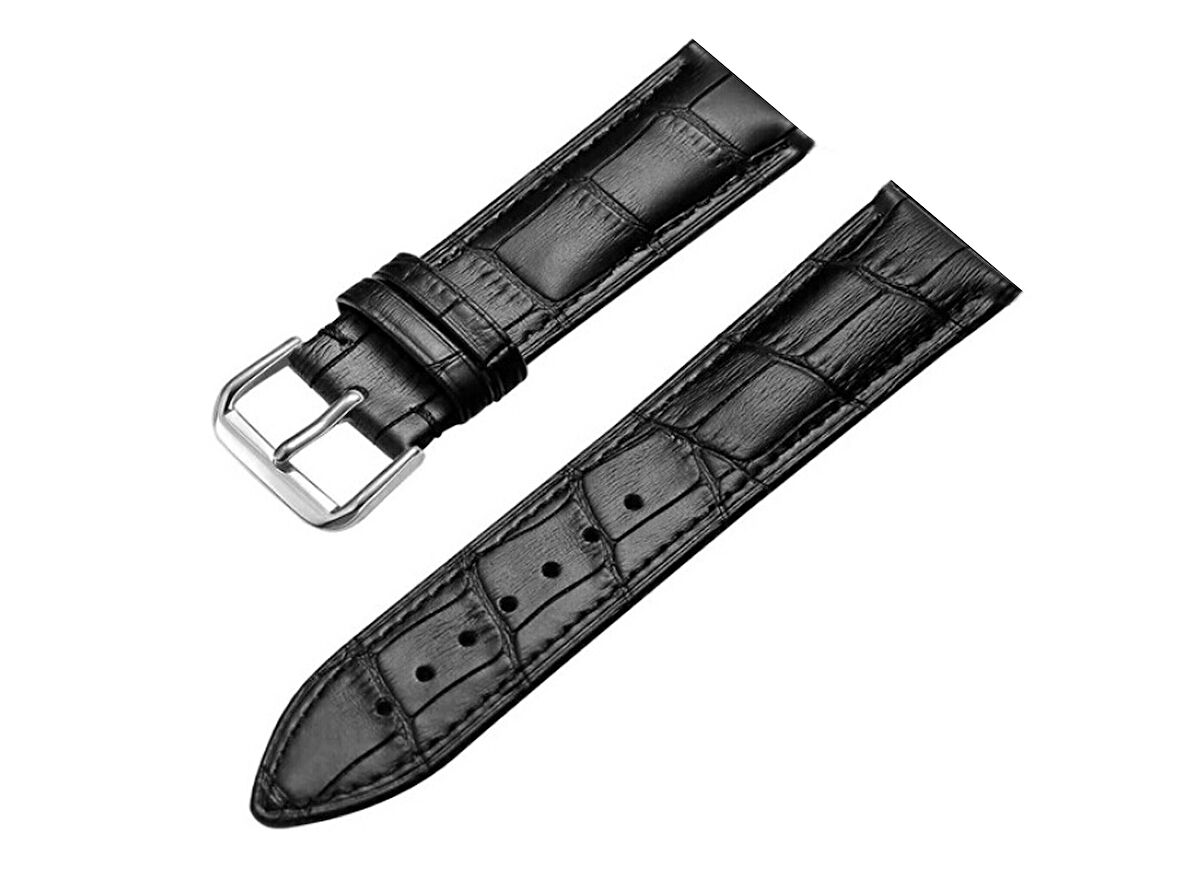 Hakiki Deri Siyah Kordonu LONGİNE &OMEGA Uyumlu PİM YERİ  22 MM TOKA KISMI 18 MM