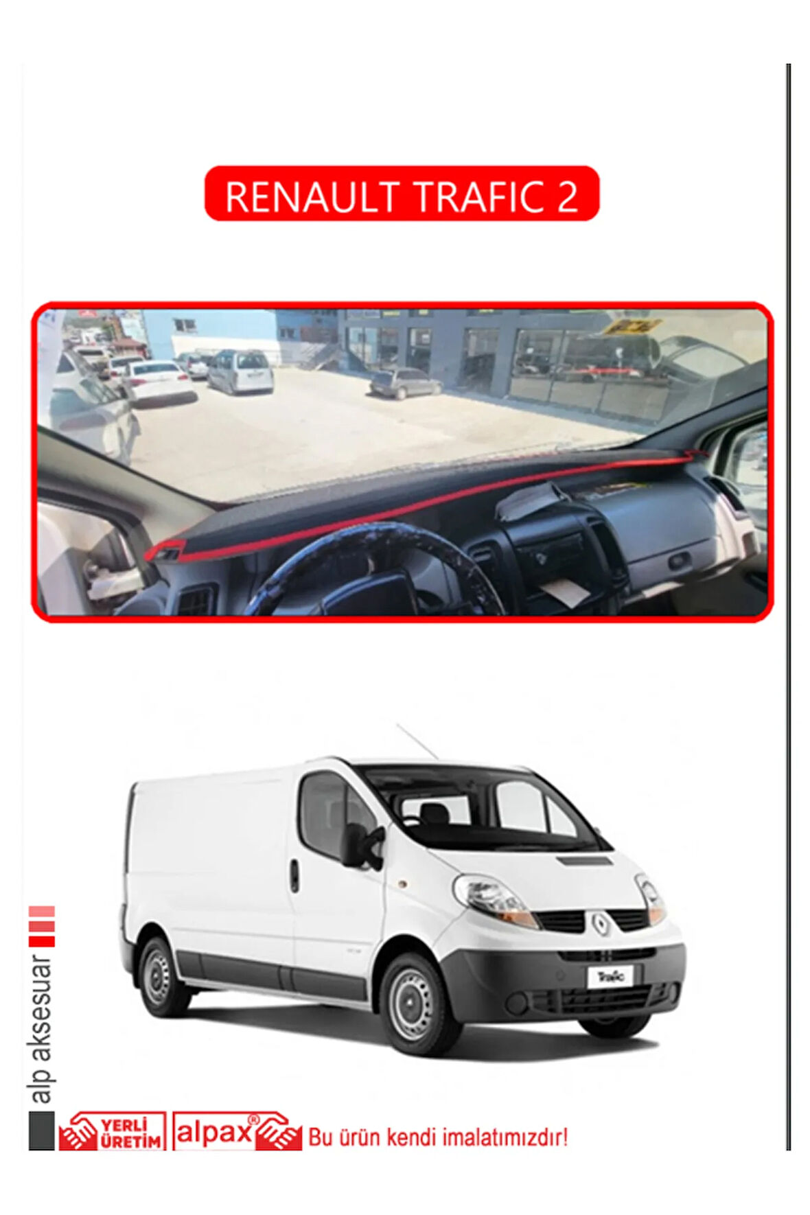 Renault Trafıc 2 Torpido Koruma  Halısı -  Kırmızı Kenar