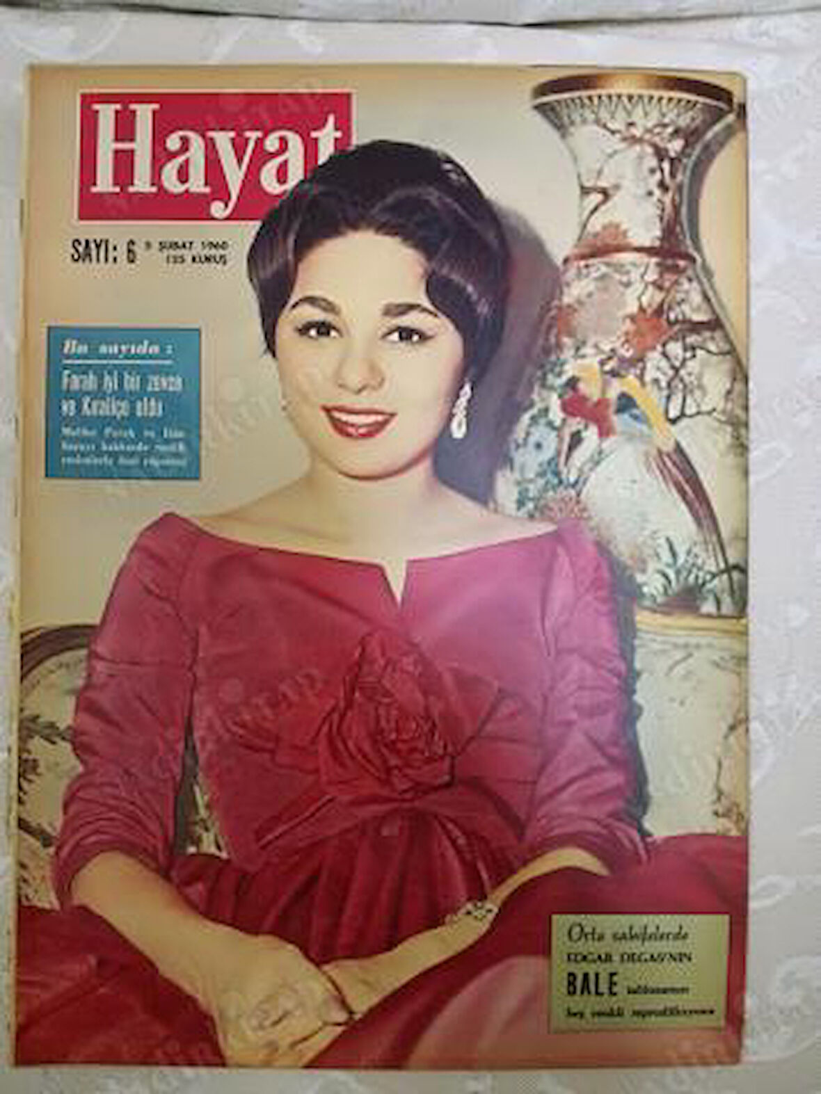 HAYAT DERGİSİ 5 ŞUBAT 1960 YIL:4 SAYI:6 KAPAK:MELİKE FARAH ORTA SAYFA:DEGAS-BALE ARKA SAYFA:TAMEK REKLAMI