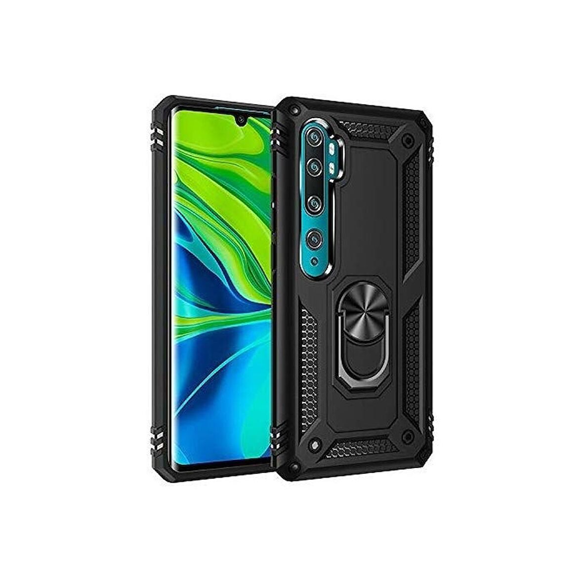 Smcase  Xiaomi Mi Note 10 Kılıf Vega Yüzüklü Tank Kapak 
