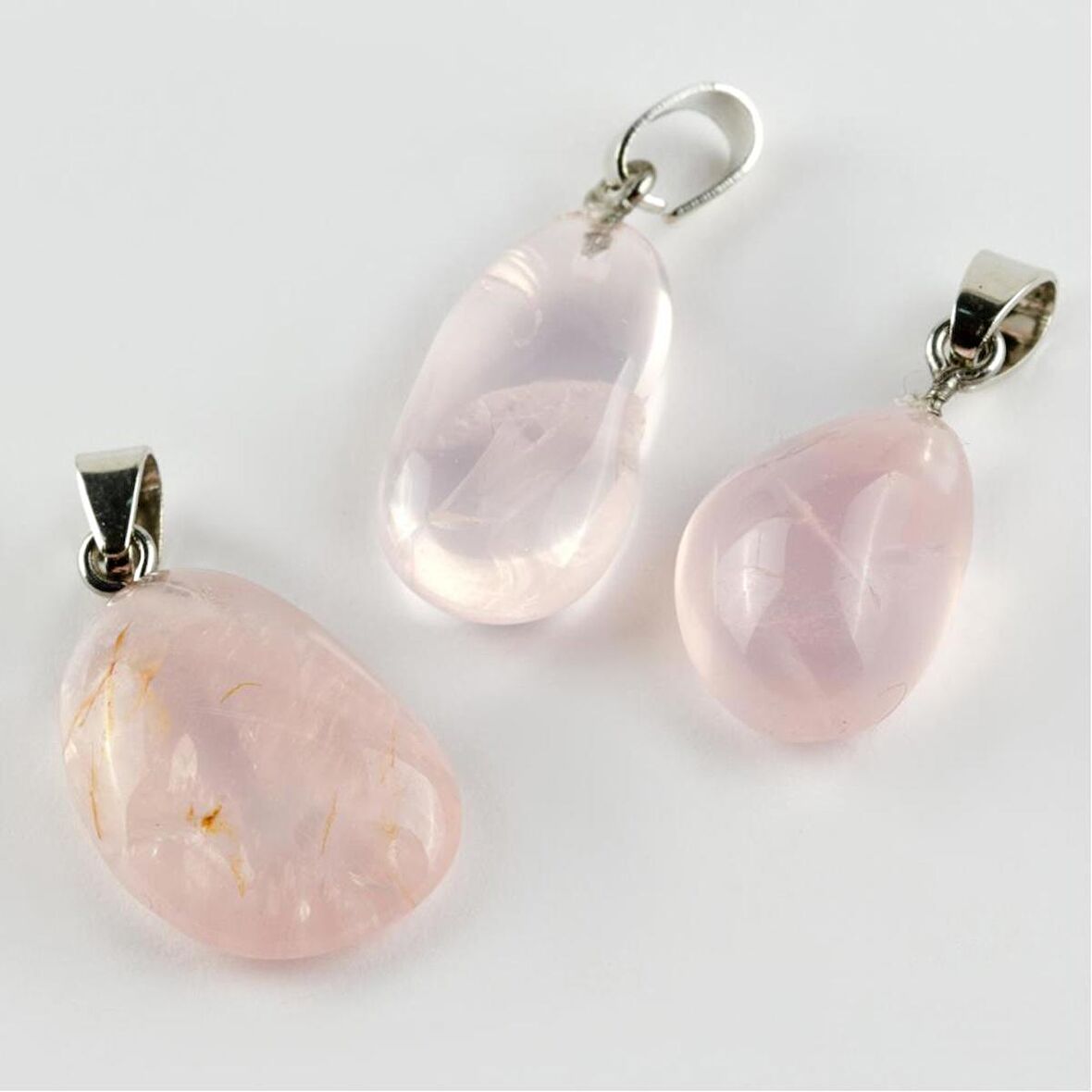Pembe Kuvars Doğaltaş Kolye Ucu