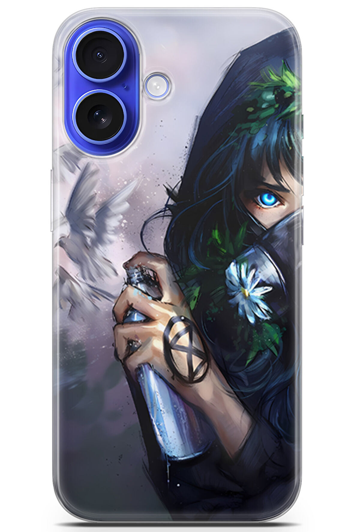 Apple iPhone 16 Plus uyumlu Girls 28 HD Desenli Spray Boya ve Güvercinler