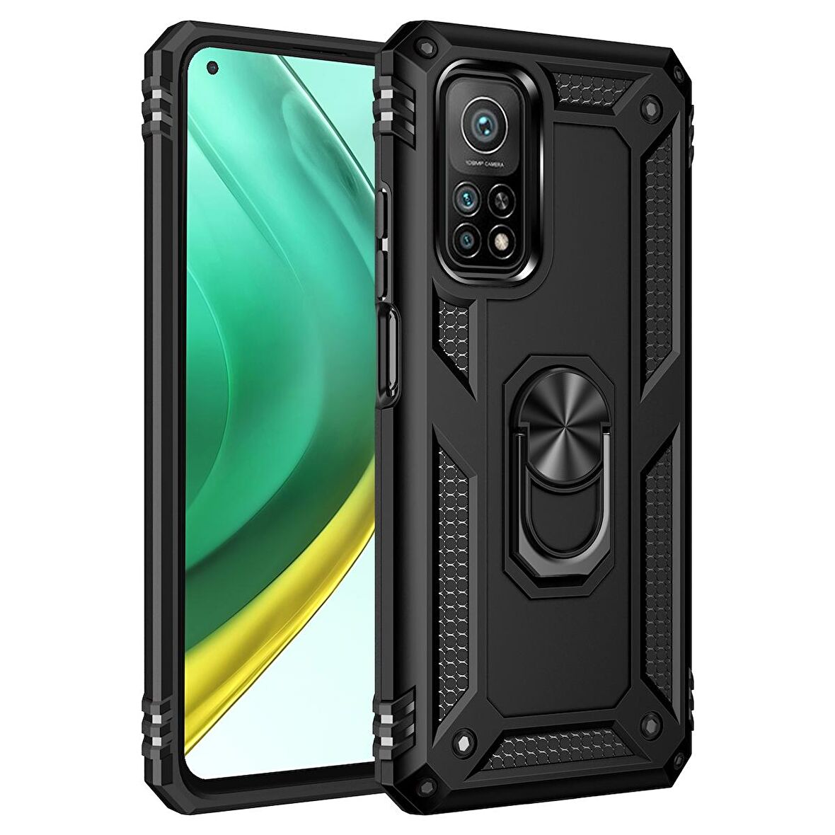 Gpack Xiaomi Mi 10T Pro Kılıf Tank Koruma Vega Standlı Yüzüklü MıknatıslıNano Glass