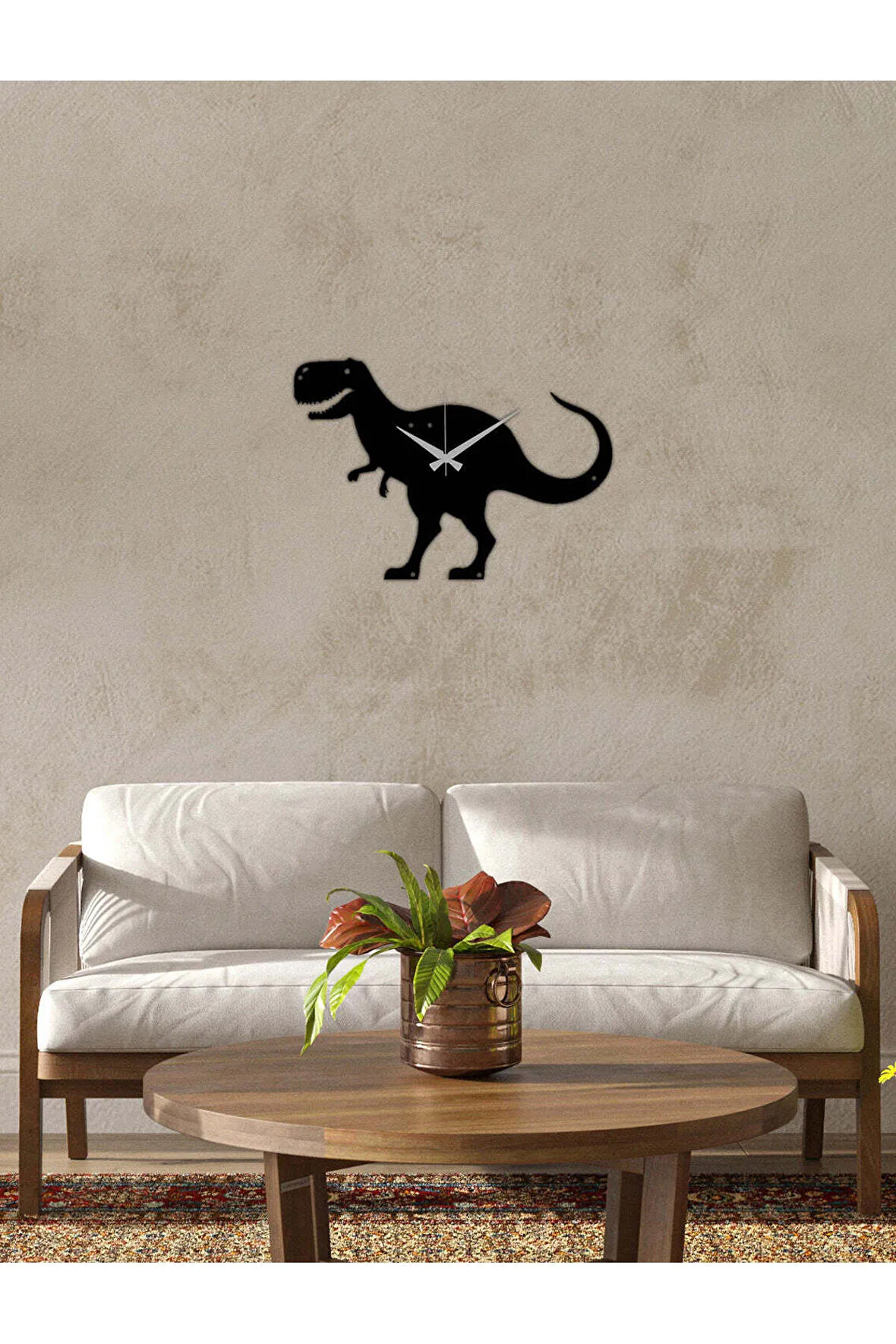 Artroya T-Rex Metal Duvar Saati -Ev Ofis  - 30 x 42 - cm - Siyah - CLOCK-099