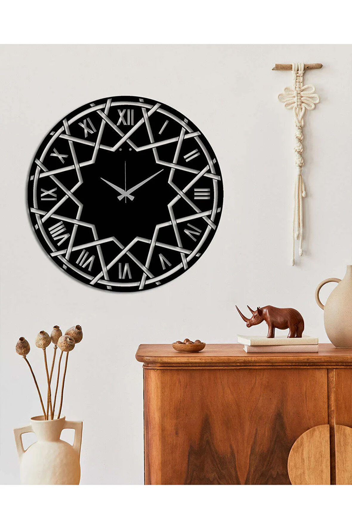 Artroya Modern Art Metal Duvar Saati   -Ev Ofis  - 42 x 42 - cm - Siyah - CLOCK-167