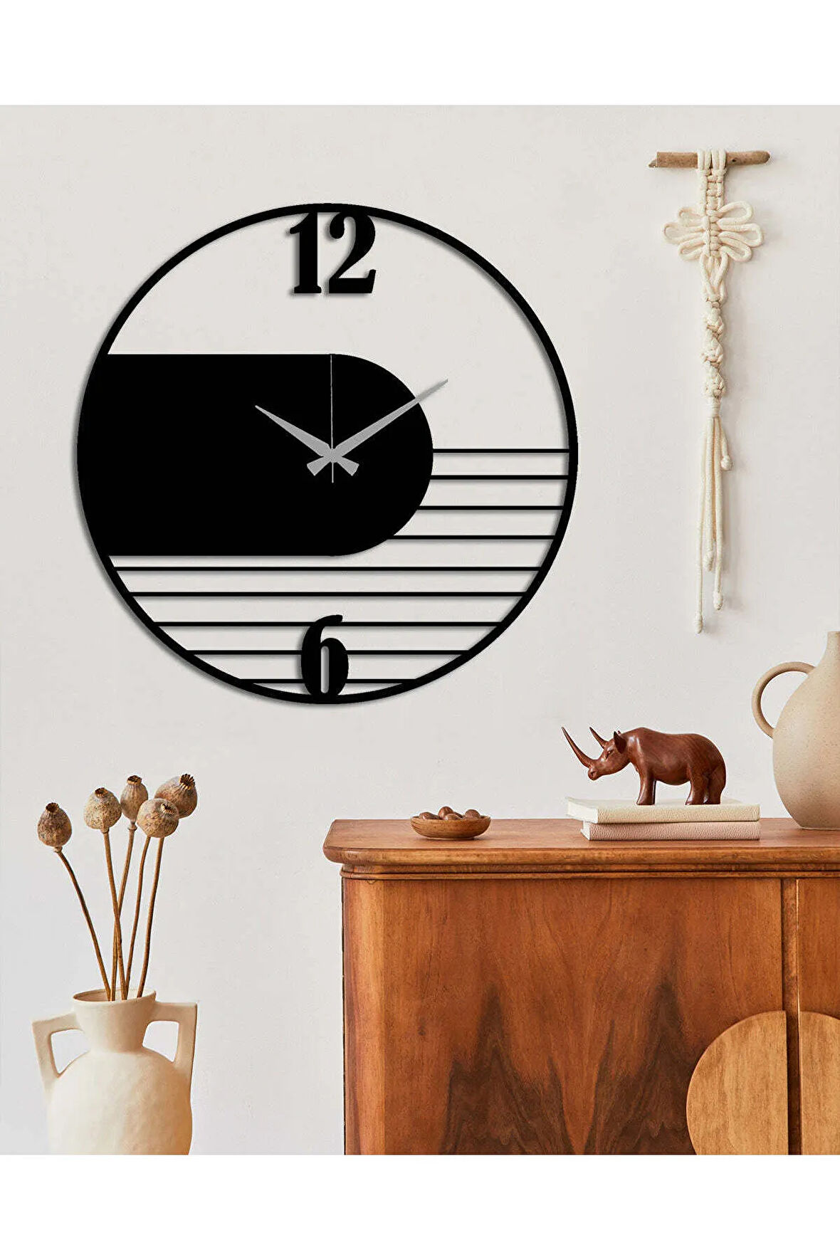 Artroya Modern Art Metal Duvar Saati -Ev Ofis  - 40 x 40 - cm - Siyah - CLOCK-259