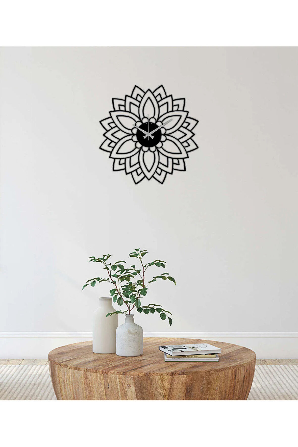 Artroya Mandala Metal Duvar Saati   -Ev Ofis  - 50 x 50 - cm - Siyah - CLOCK-129