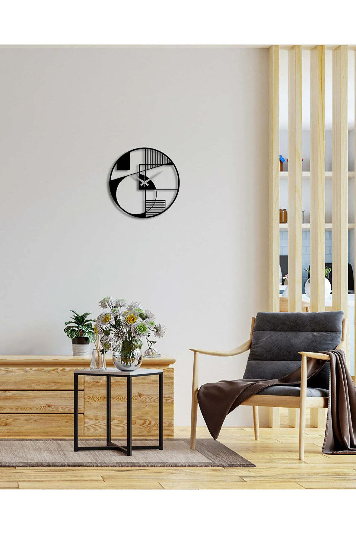 Artroya Modern Art Metal Duvar Saati   -Ev Ofis  - 50 x 50 - cm - Siyah - CLOCK-217