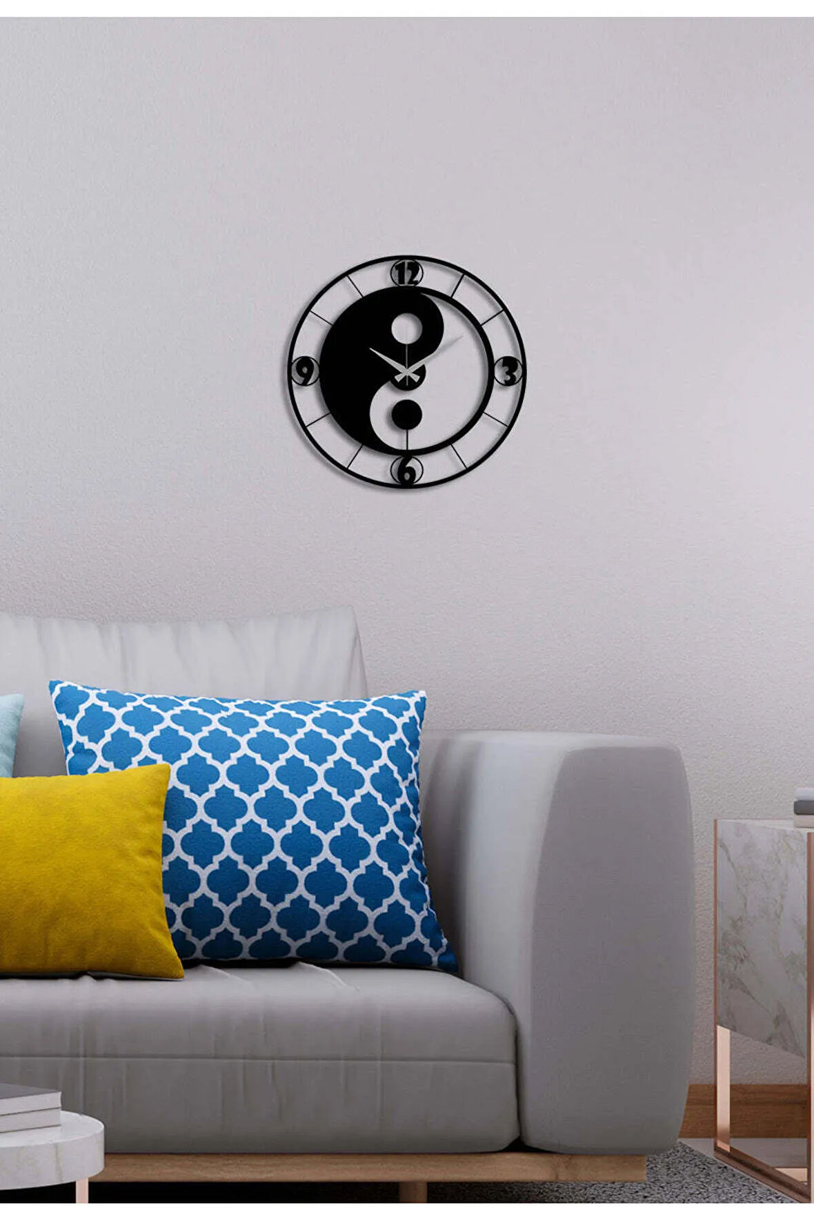 Artroya Yin Yang Metal Duvar Saati -Ev Ofis  - 50 x 50 - cm - Siyah - CLOCK-263