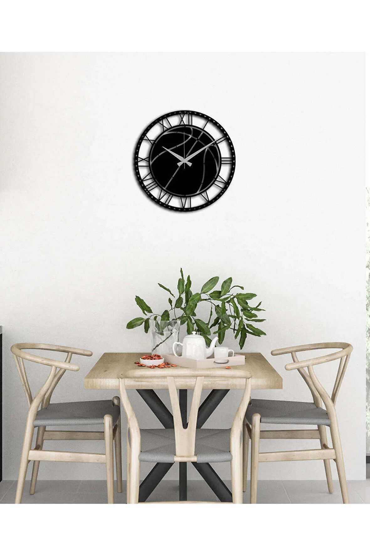 Artroya Modern Roma Rakaml Metal Duvar Saati -Ev Ofis  - 40 x 40 - cm - Siyah - CLOCK-040