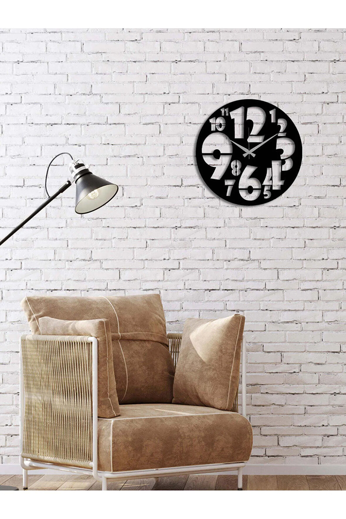 Artroya Modern Number Metal Duvar Saati   -Ev Ofis  - 42 x 42 - cm - Siyah - CLOCK-209