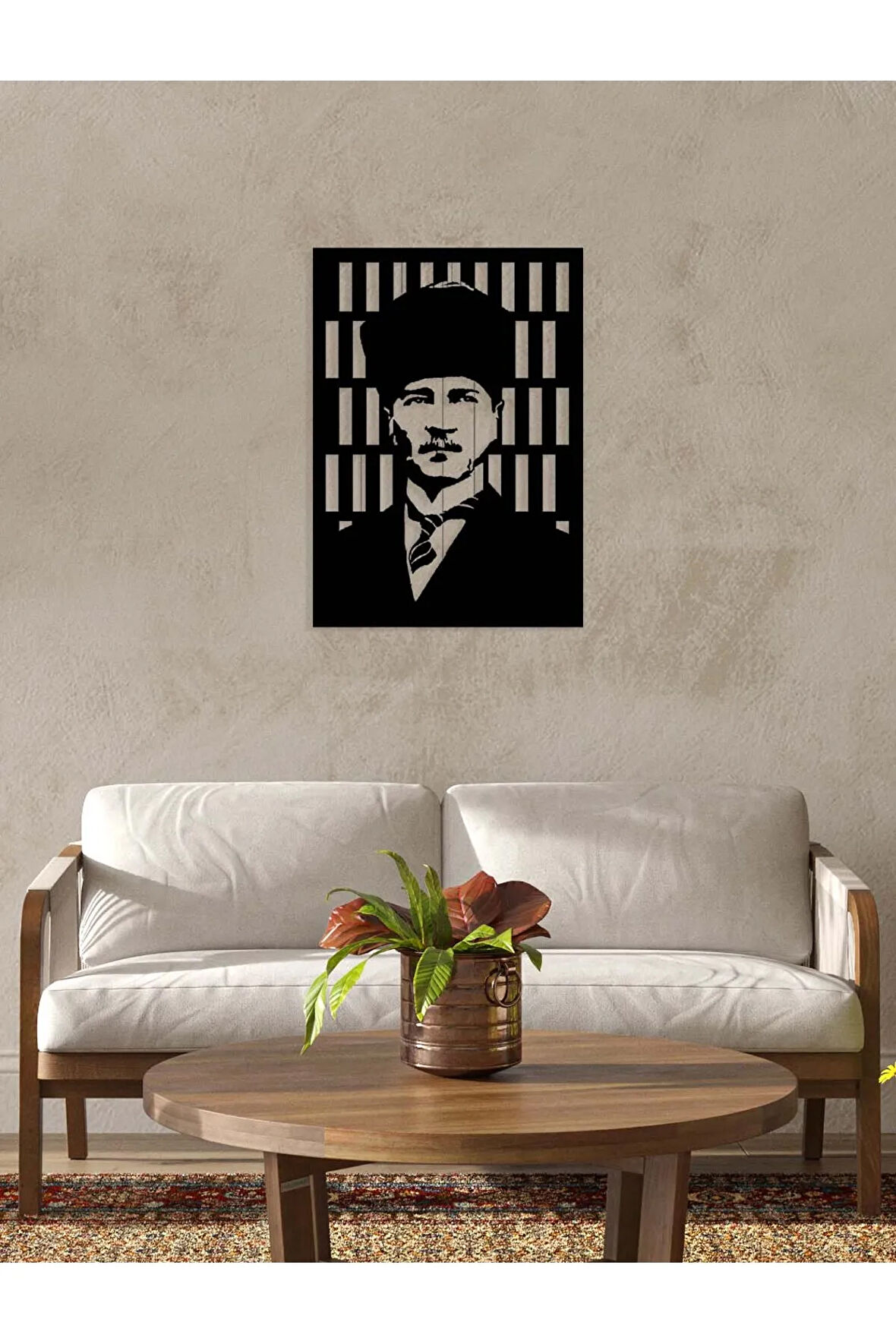 Artroya Atatürk Kaligrafisi Metal Duvar Tablosu - Ev Duvar Dekorasyonu - 70 x 50 cm -Siyah - ATA-034