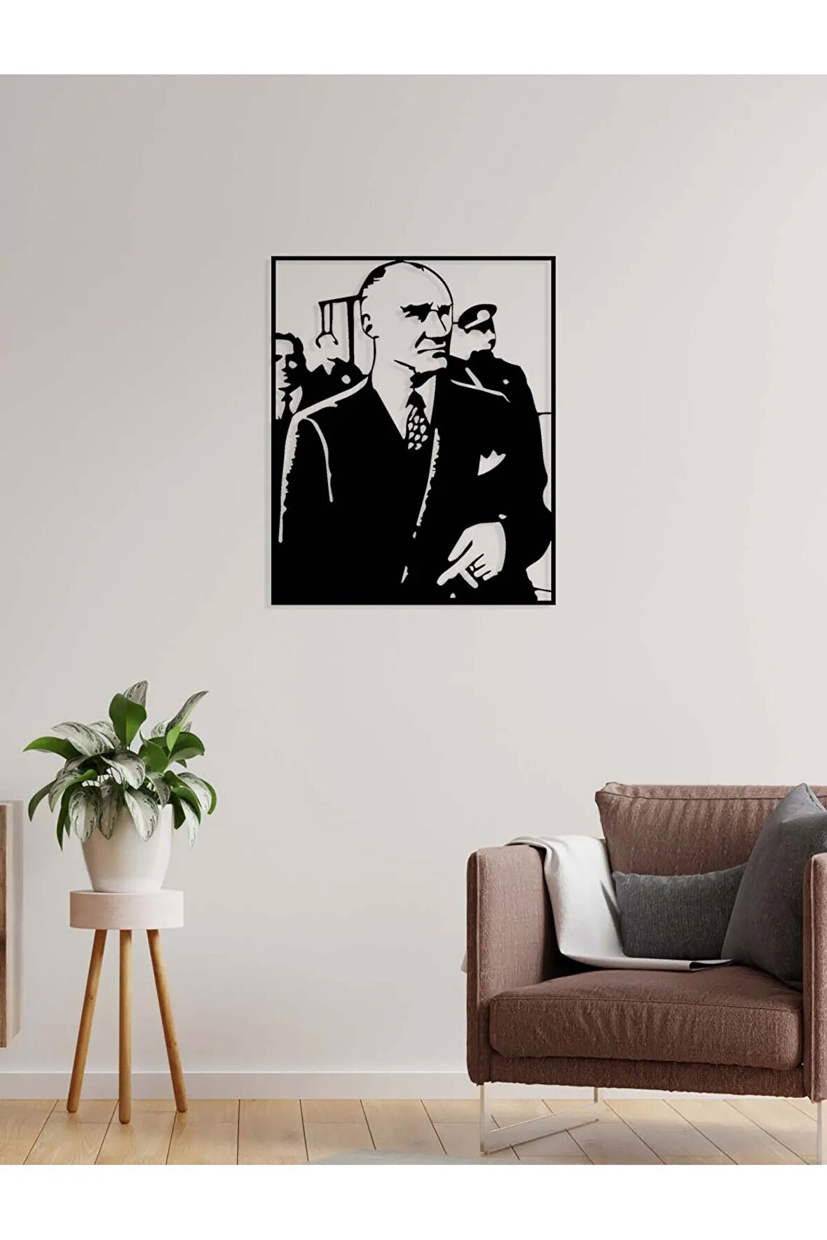 Artroya Atatürk Zafer Anısı Metal Duvar Tablosu - Ev Duvar Dekorasyonu - 40 x 52 cm -Siyah - ATA-049