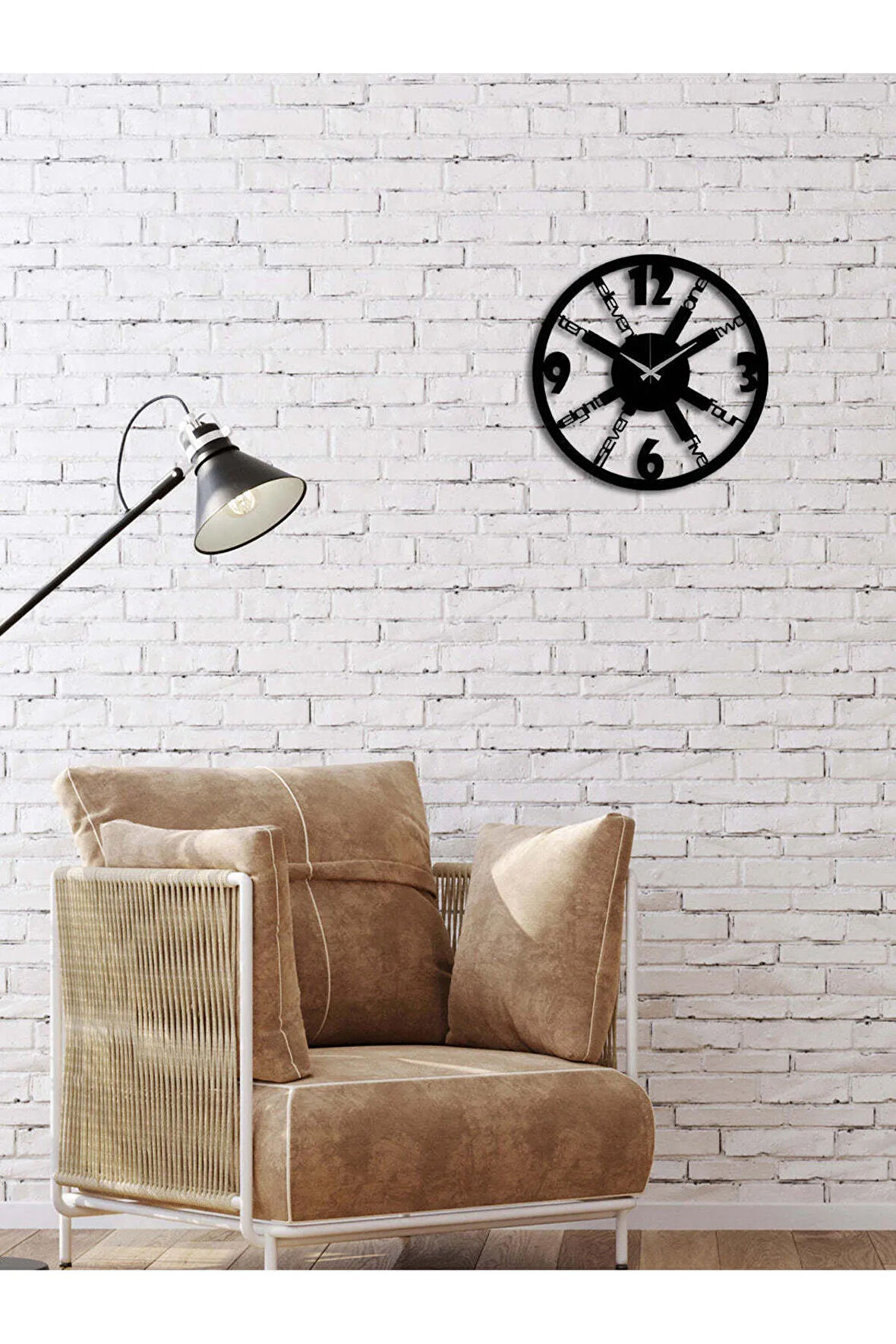 Artroya Text&Number Metal Duvar Saati -Ev Ofis  - 50 x 50 - cm - Siyah - CLOCK-267