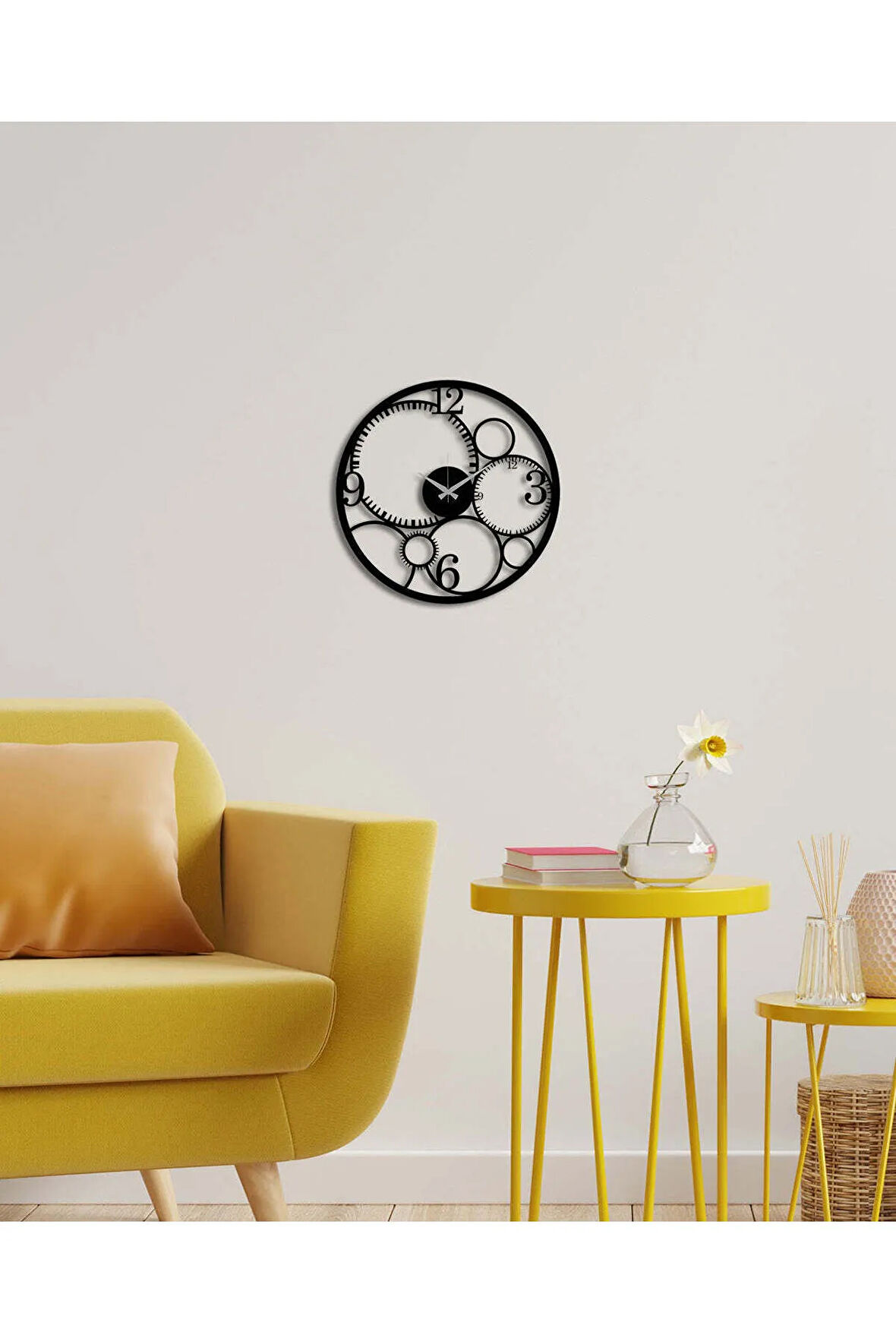 Artroya Retro Metal Duvar Saati -Ev Ofis  - 45 x 45 - cm - Siyah - CLOCK-266