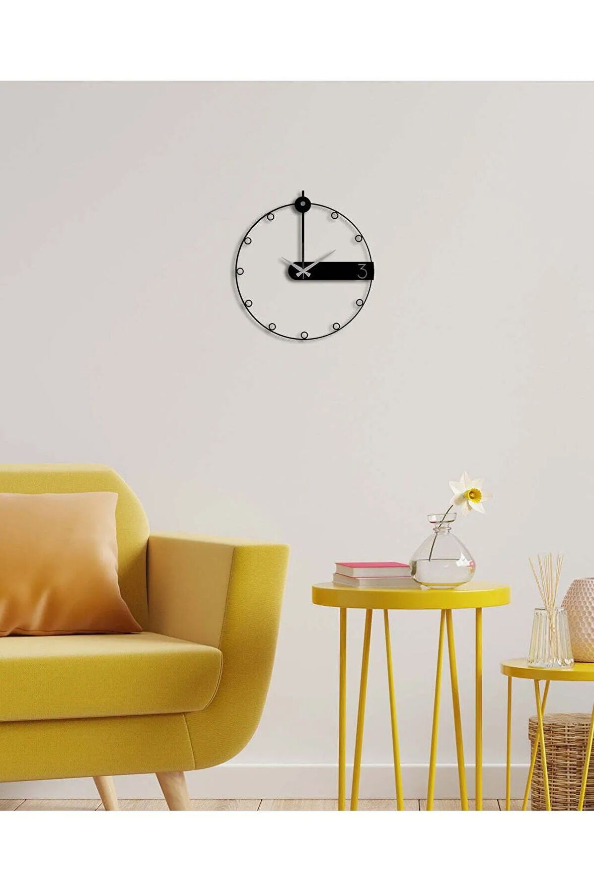 Artroya Modern Minimalist Metal Duvar Saati -Ev Ofis  - 50 x 48 - cm - Siyah - CLOCK-236