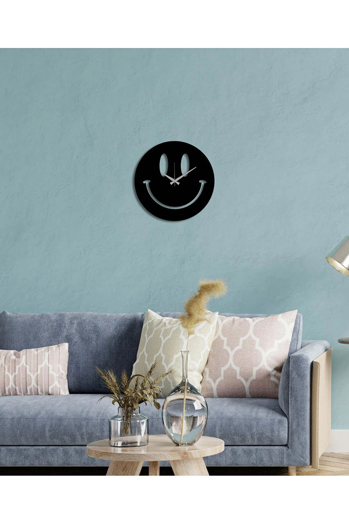 Artroya Smile Metal Duvar Saati -Ev Ofis  - 45 x 45 - cm - Siyah - CLOCK-202