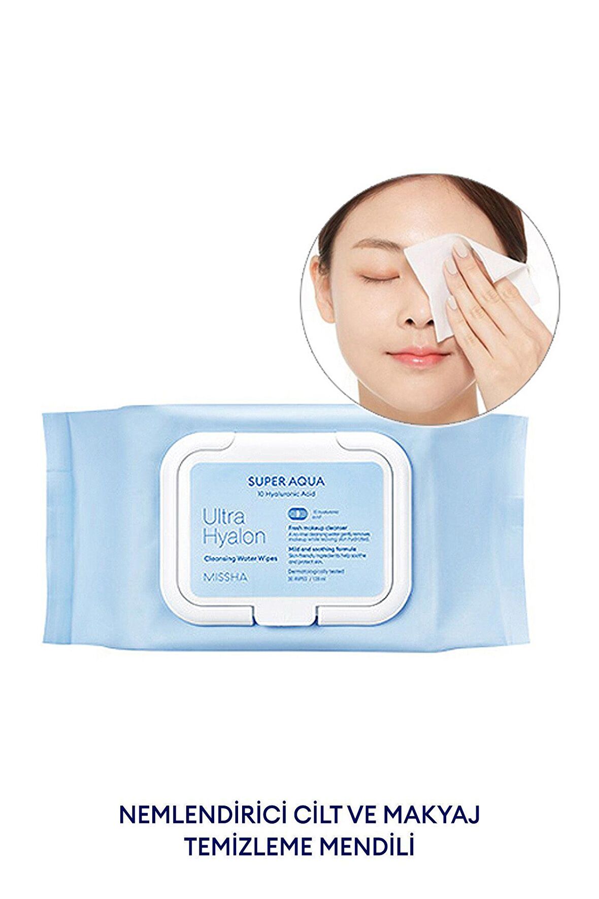 Hyalüronik Asit İçeren Su Bazlı Makyaj Temizleme Mendili (30ad) Super Aqua Ultra Hyalron