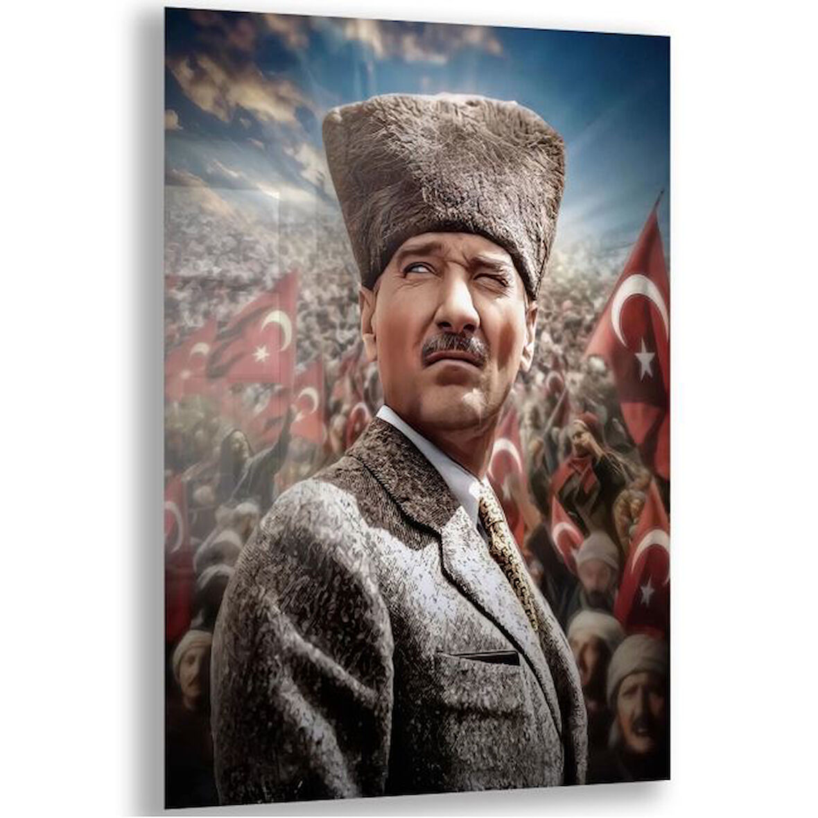 Atatürk Cam Tablo - Yatay Motif 01-028