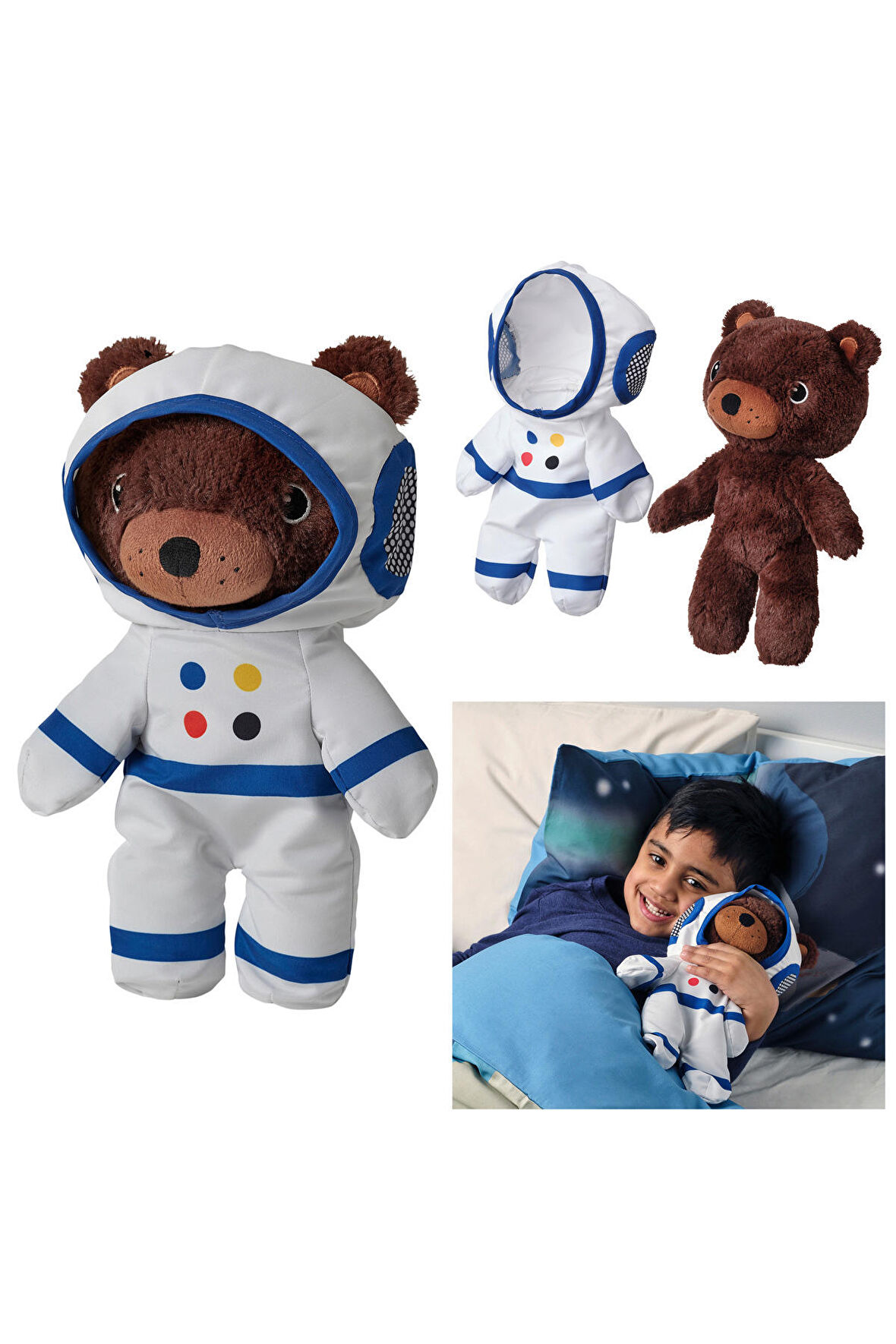 AFTONSPARV 28 Cm Çıkarılabilir Astronot Giysili Ayı Yumuşak Peluş Oyuncak MeridyenDukkan 28 cm