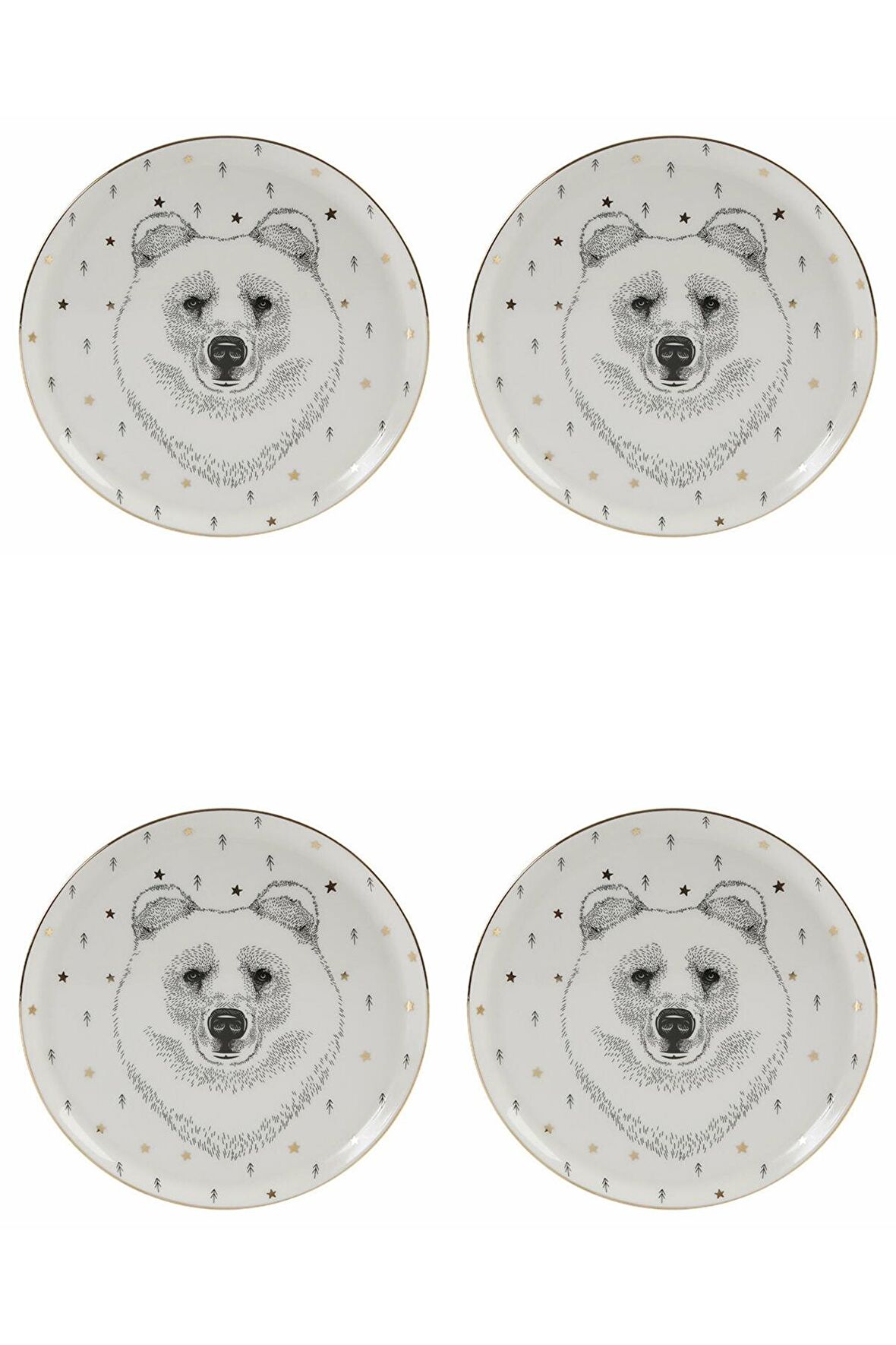 Porland Forest Bear Düz Tabak 20cm 4'lü 04LFH000451