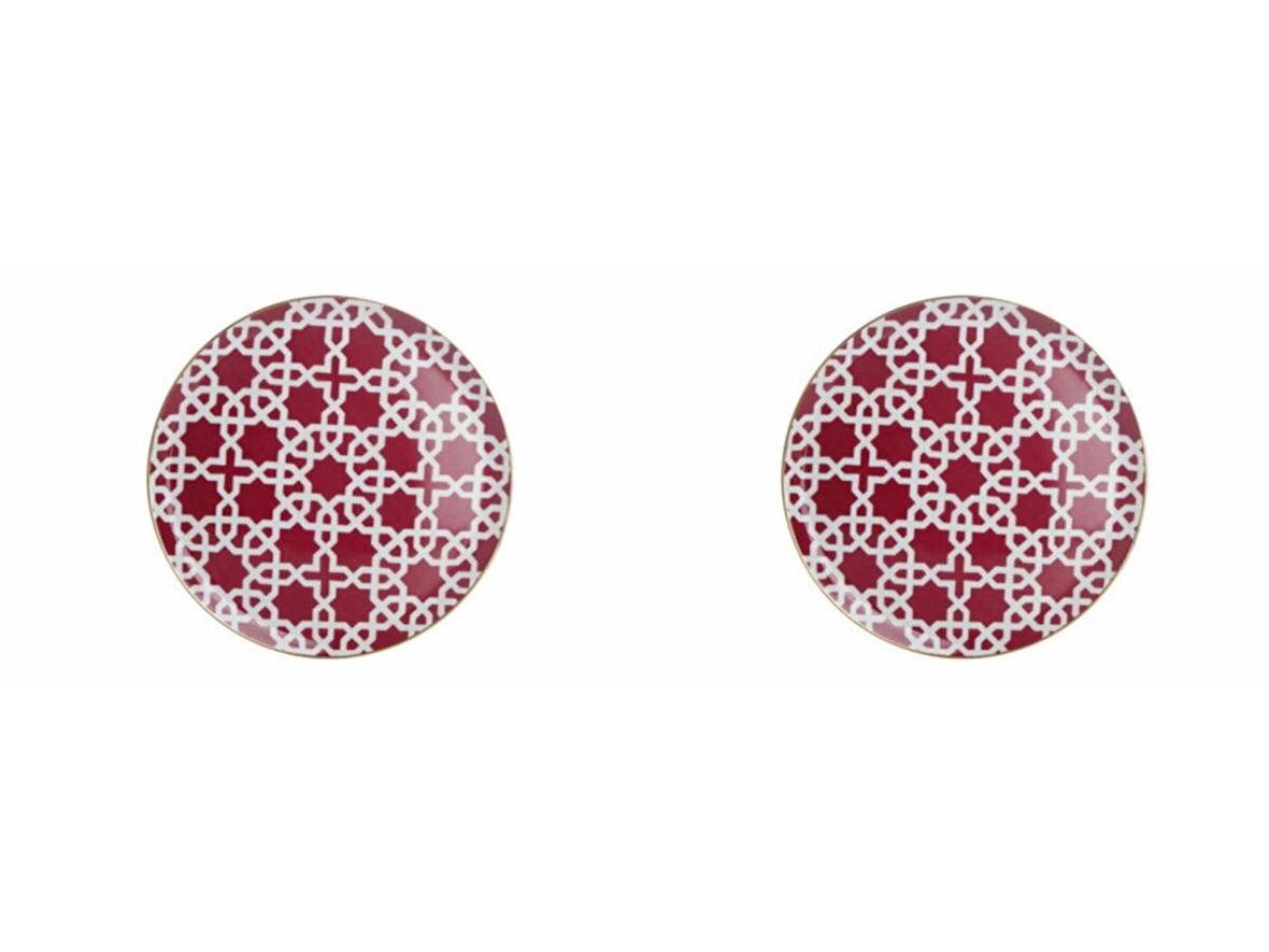 Porland Morocco Desen Fuşya Düz Tabak 28cm 2'li 04AP018771