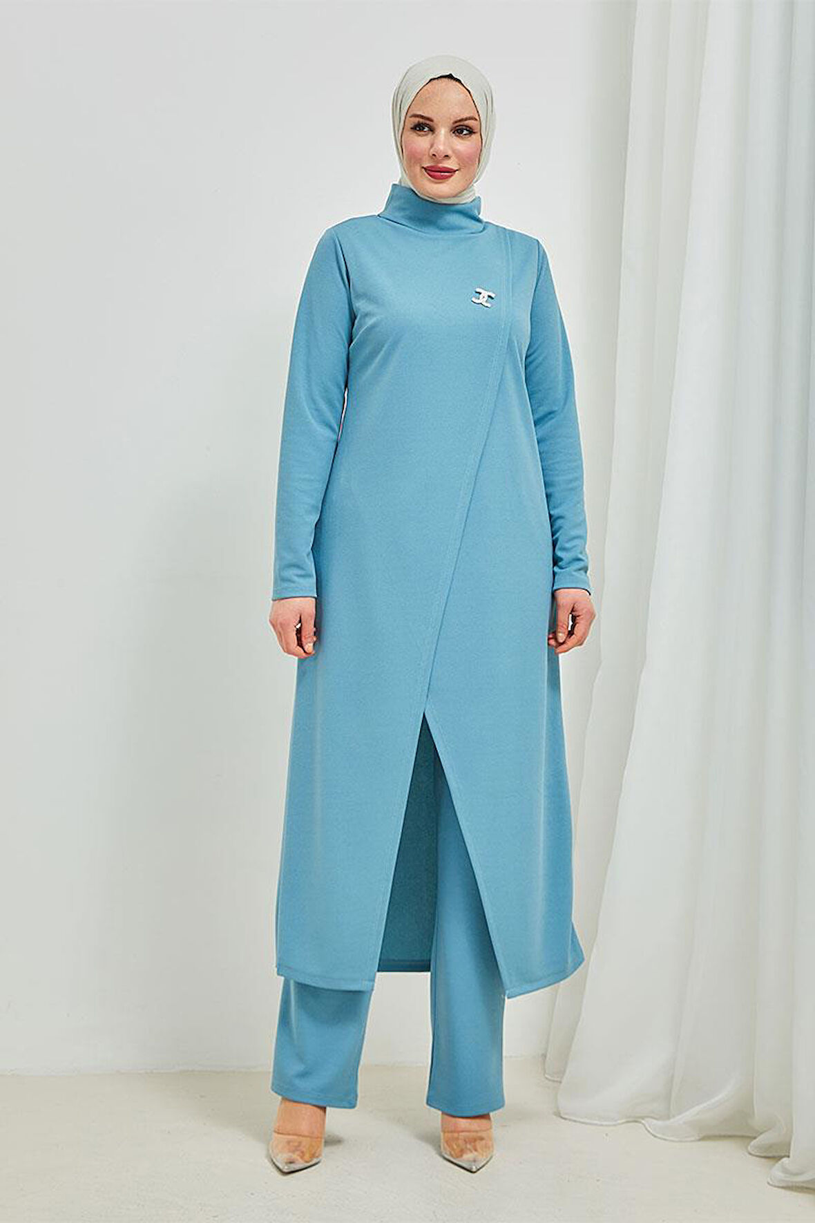 Tesettür Tunik Pantolon Takım BRC8075 Mavi