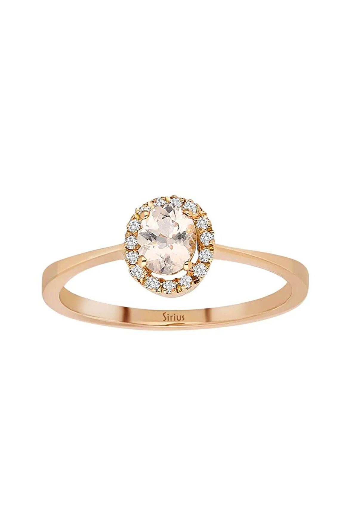 Pırlanta Ve Oval Morganite Taşlı Vintage Yüzük