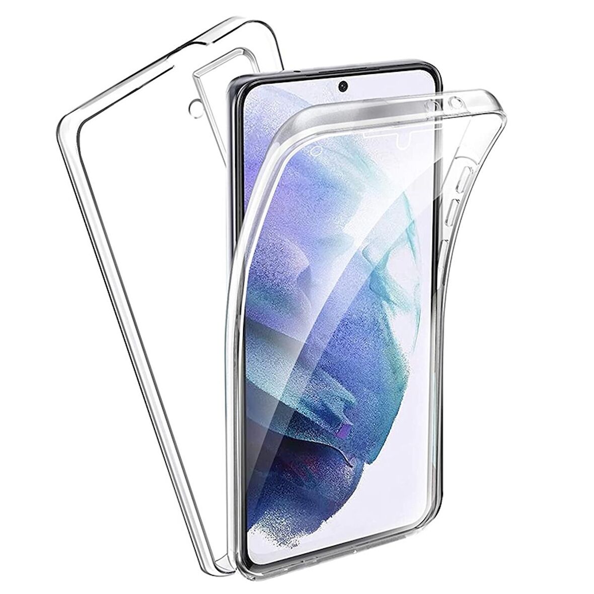 Gpack Samsung Galaxy S21 Kılıf Ön Arka Şeffaf Silikon Koruma