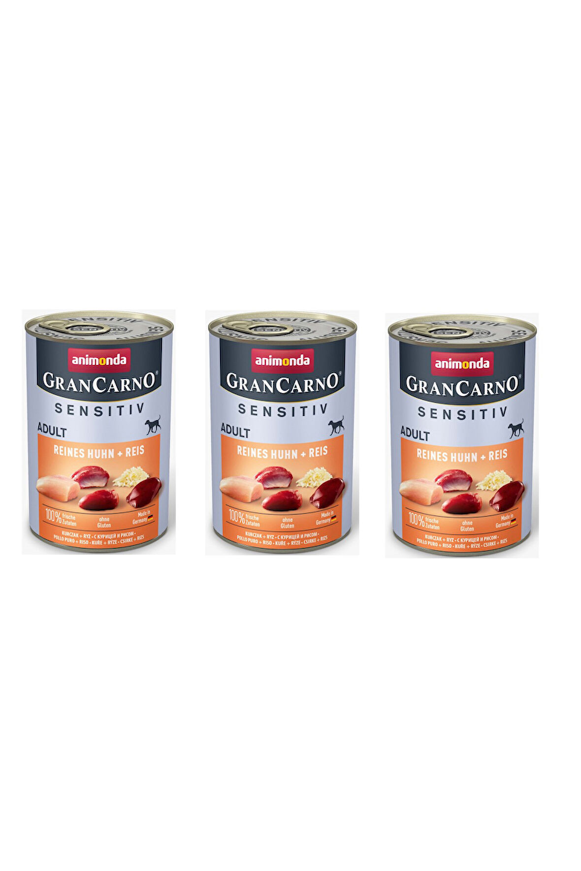 Animonda Gran Carno Sentive Tavuk ve Pirinçli Köpek Konservesi 400 Gr X 3 Adet