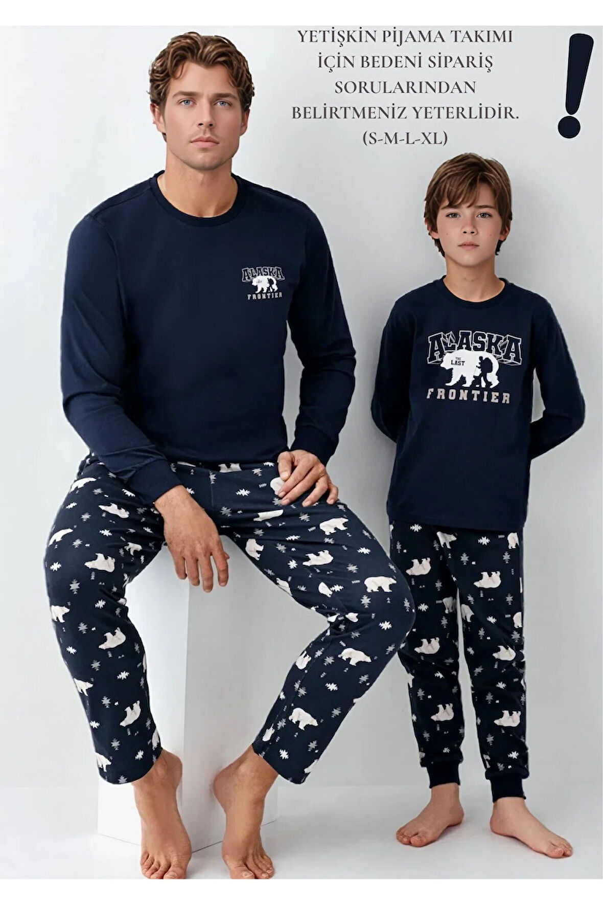 Erkek Çocuk  %100 Pamuklu Baba & Oğul İkili Pijama Takımı L1.RP.371.8.002
