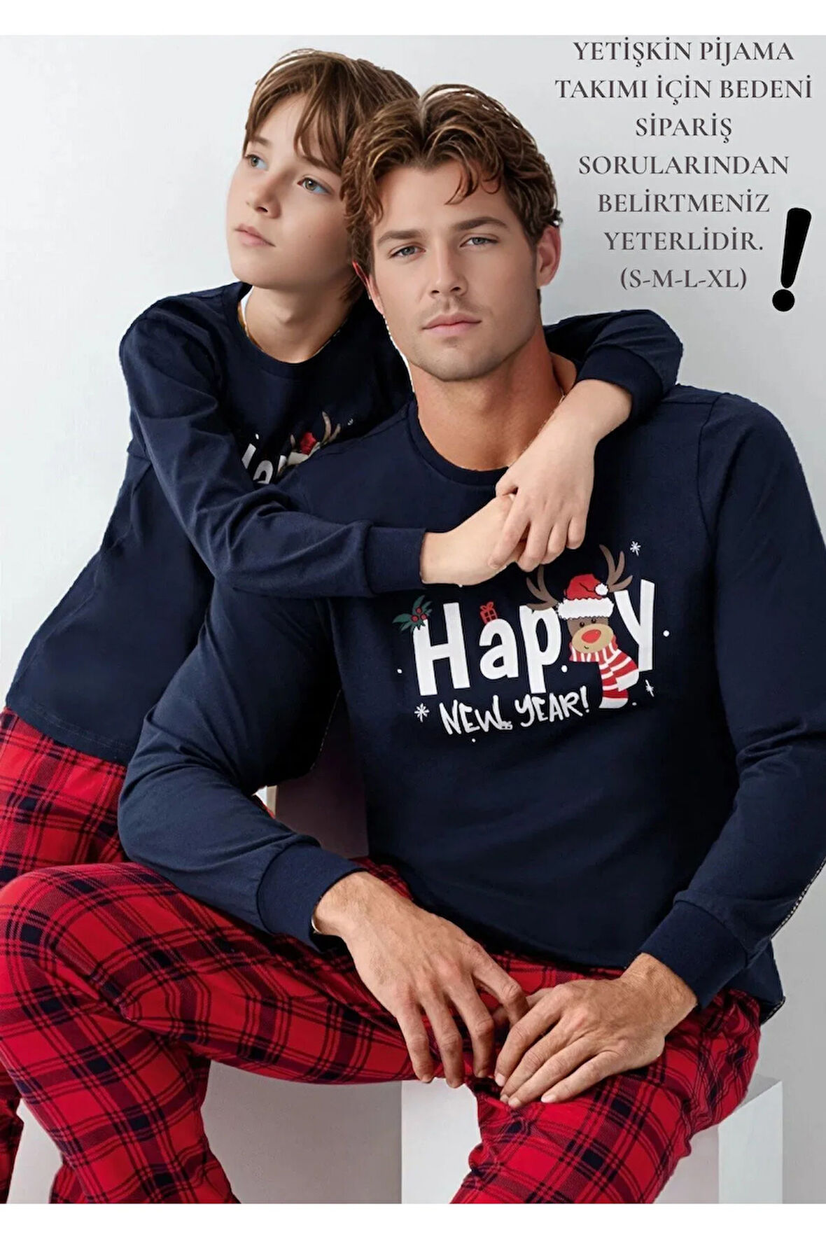 Erkek Çocuk  %100 Pamuk Baskılı Baba & Oğul İkili Pijama Takımı L1.RP.371.6.002